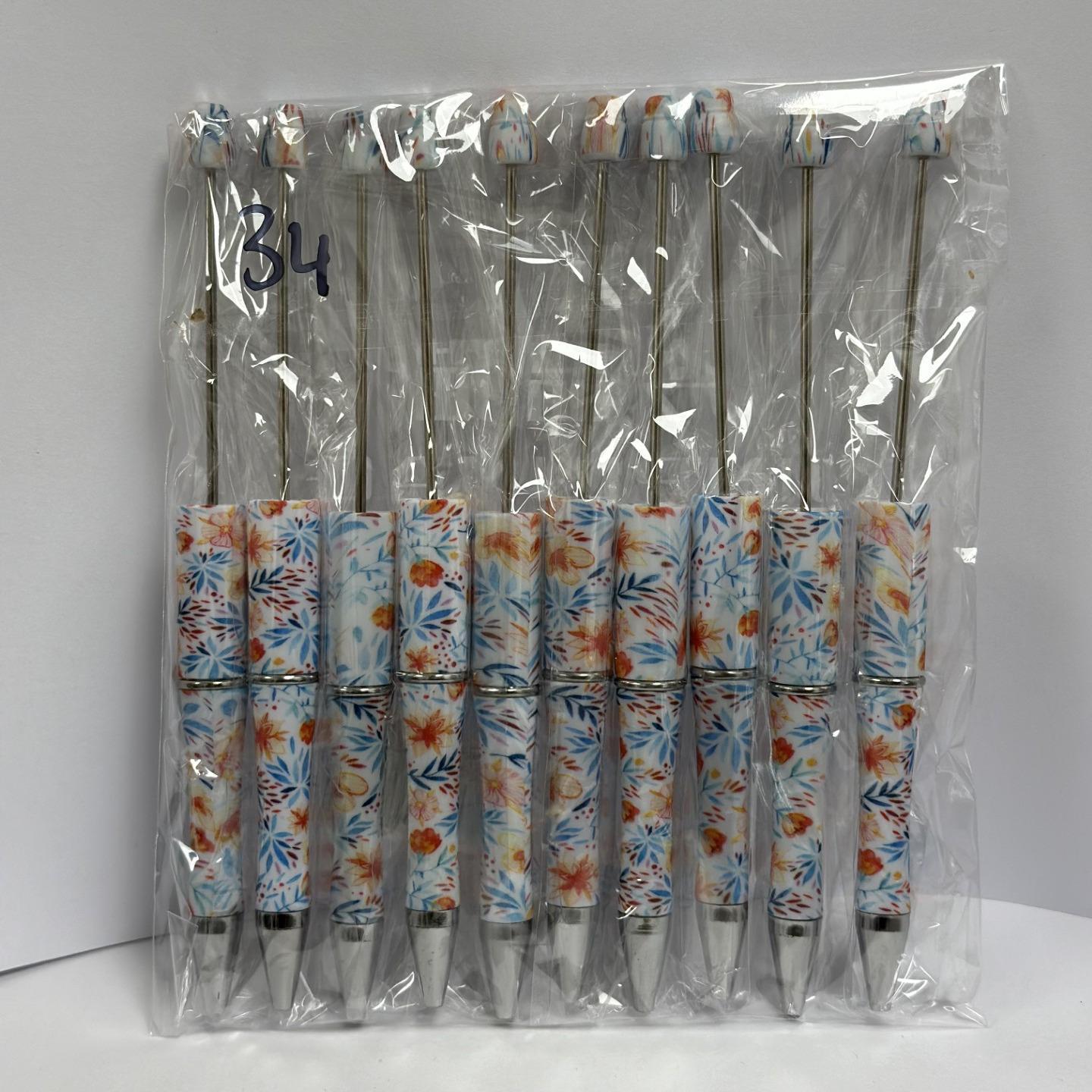 【P1】Beadable Pens Bulk Plastic Bead Ballpoint Pens for DIY 