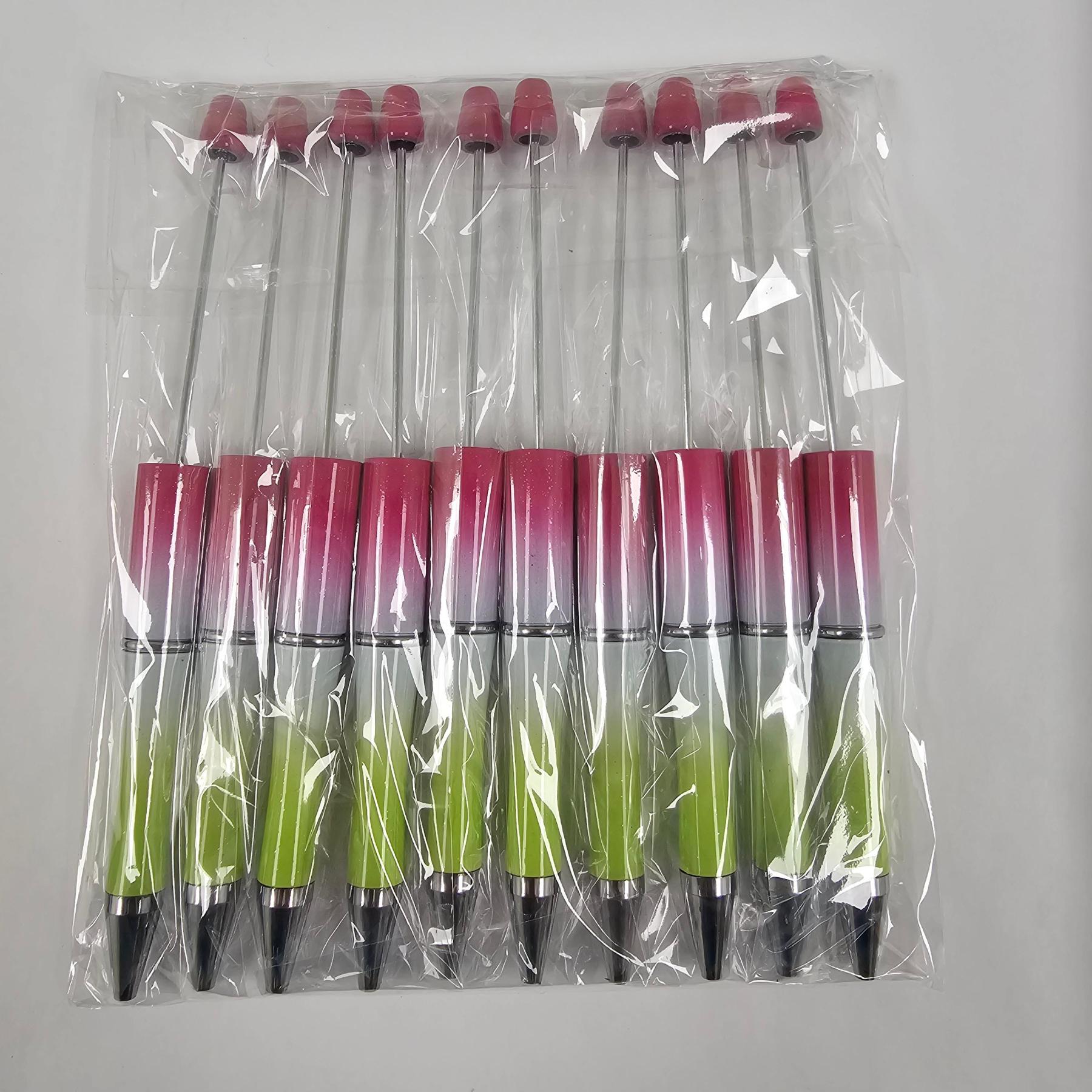 【P1】Beadable Pens Bulk Plastic Bead Ballpoint Pens for DIY 