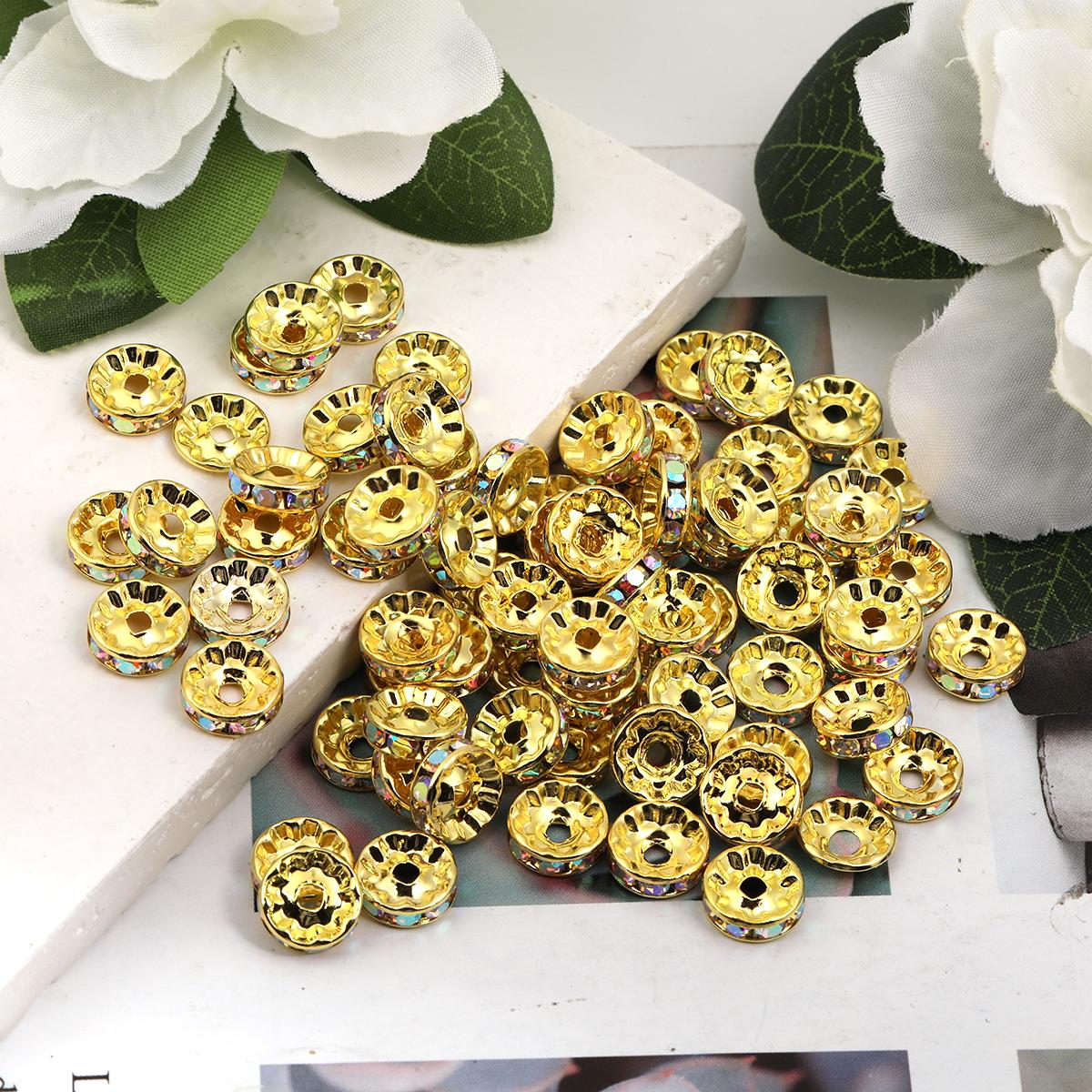 【B8】500pcs Rhinestone Spacer Beads for Jewelry Making, Rondelle Crystal -JPM