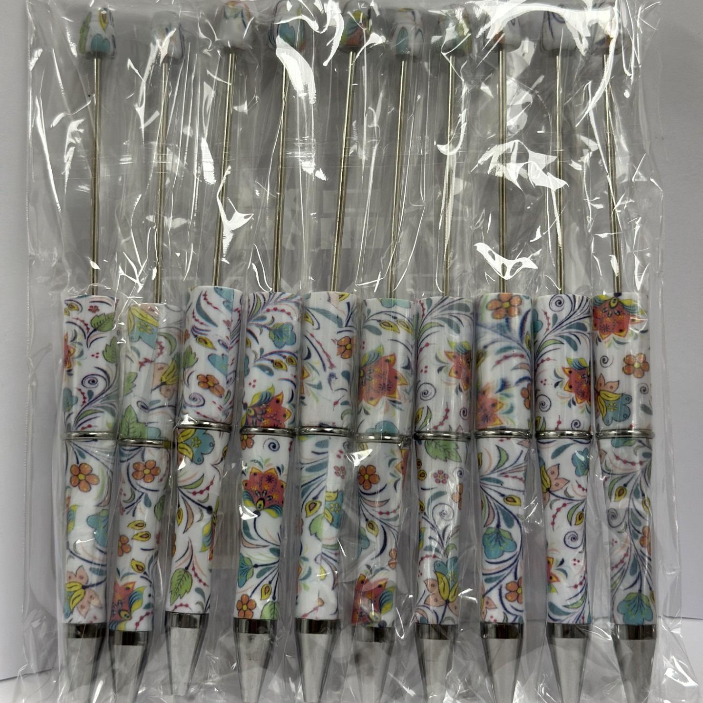 【P1】Beadable Pens Bulk Plastic Bead Ballpoint Pens for DIY 