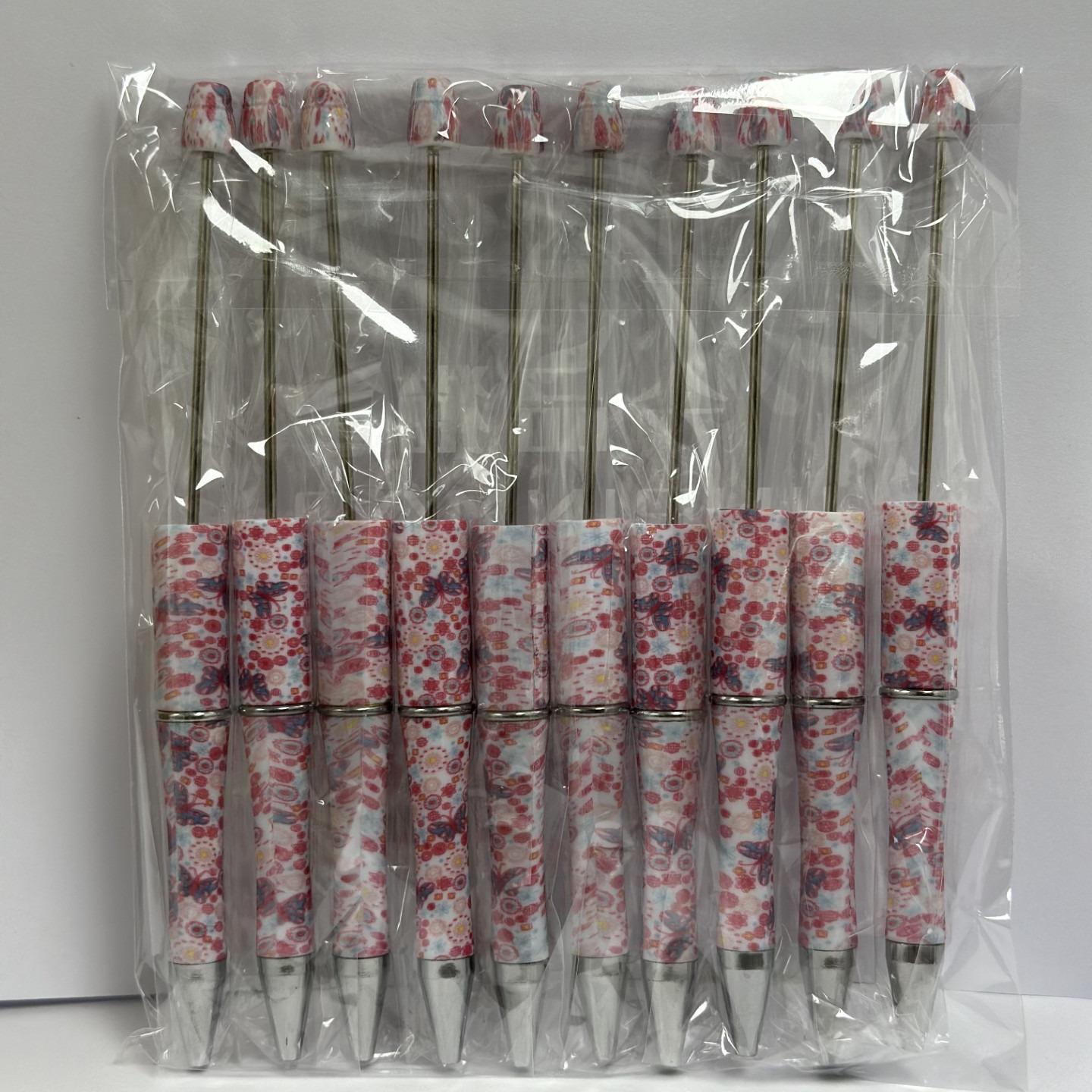 【P1】Beadable Pens Bulk Plastic Bead Ballpoint Pens for DIY 