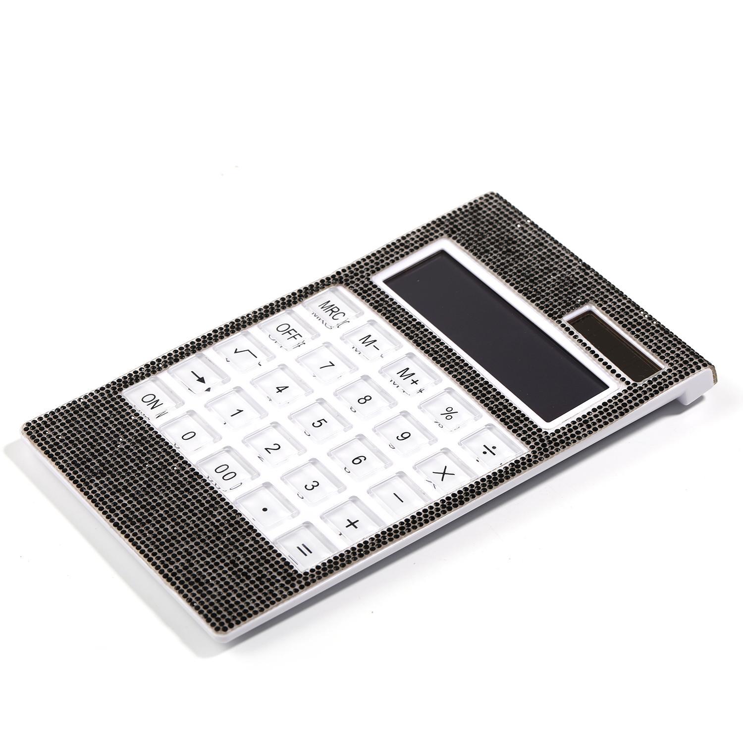 【Z67】1pcs Solar Rhinestone Gift 12-digit Crystal Button Dual Power Supply Desktop Calculator-JPM