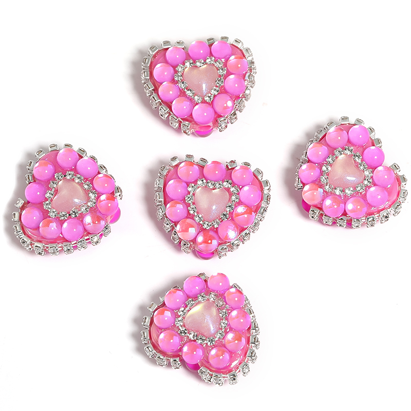 【B122】10pcs Mixed colors  Love Beads Rhinestone Chain Acrylic Beads diy handmade beads -JPM