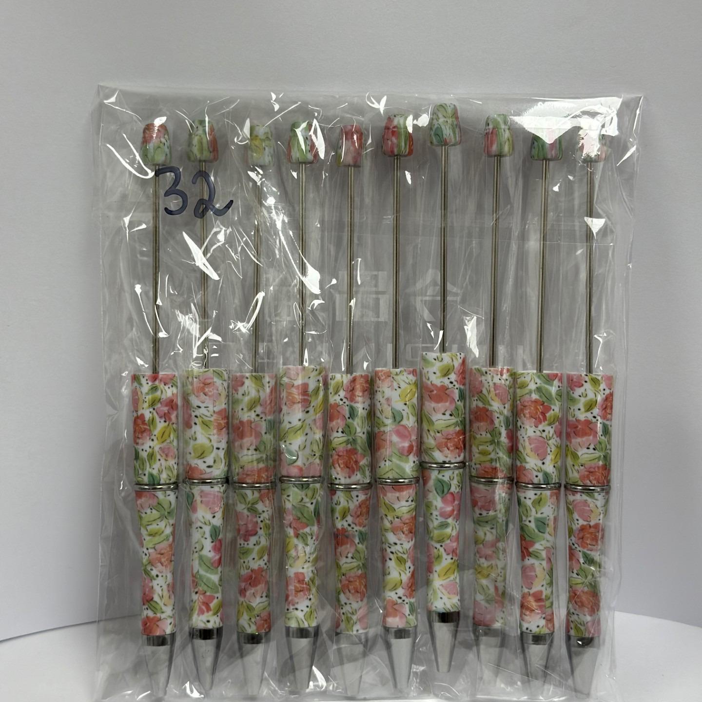 【P1】Beadable Pens Bulk Plastic Bead Ballpoint Pens for DIY 