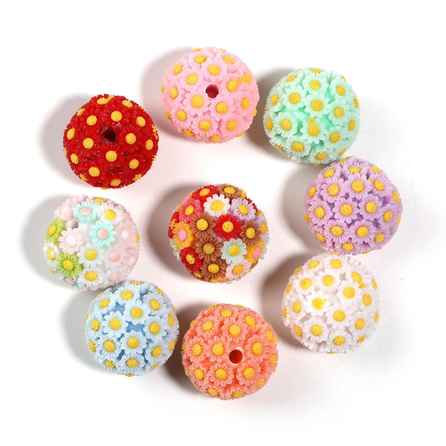 【B104】20Pcs Resin flower round ball earrings hair accessories diy accessories jewelry materials-JPM