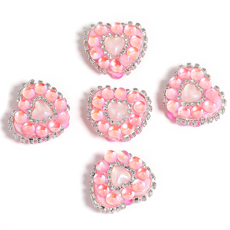 【B122】10pcs Mixed colors  Love Beads Rhinestone Chain Acrylic Beads diy handmade beads -JPM