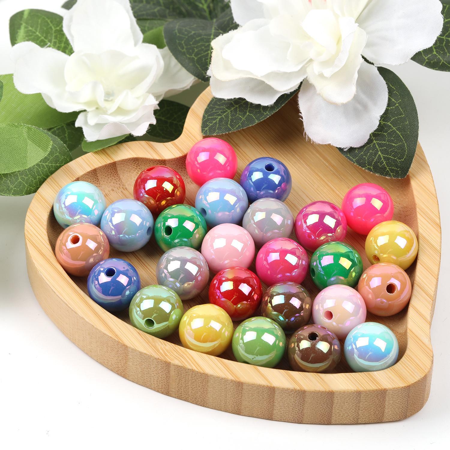 【B51】  100pcs beads 16mmUV plated straight hole diy -JPM