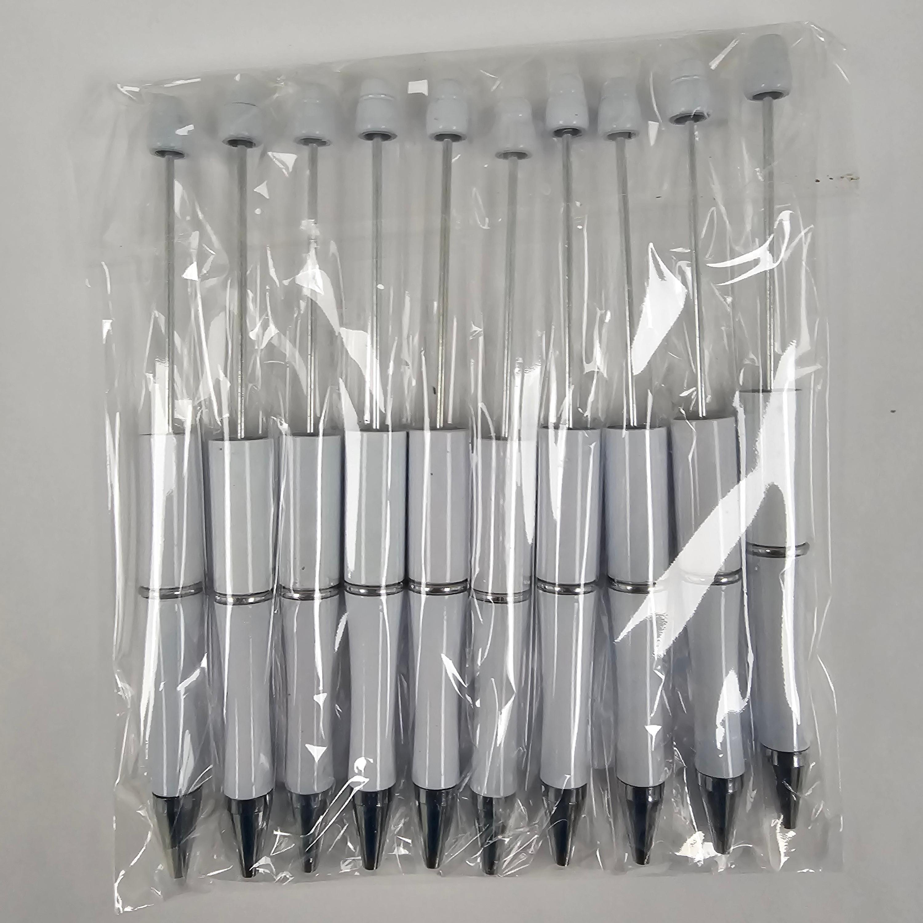 【P1】Beadable Pens Bulk Plastic Bead Ballpoint Pens for DIY 
