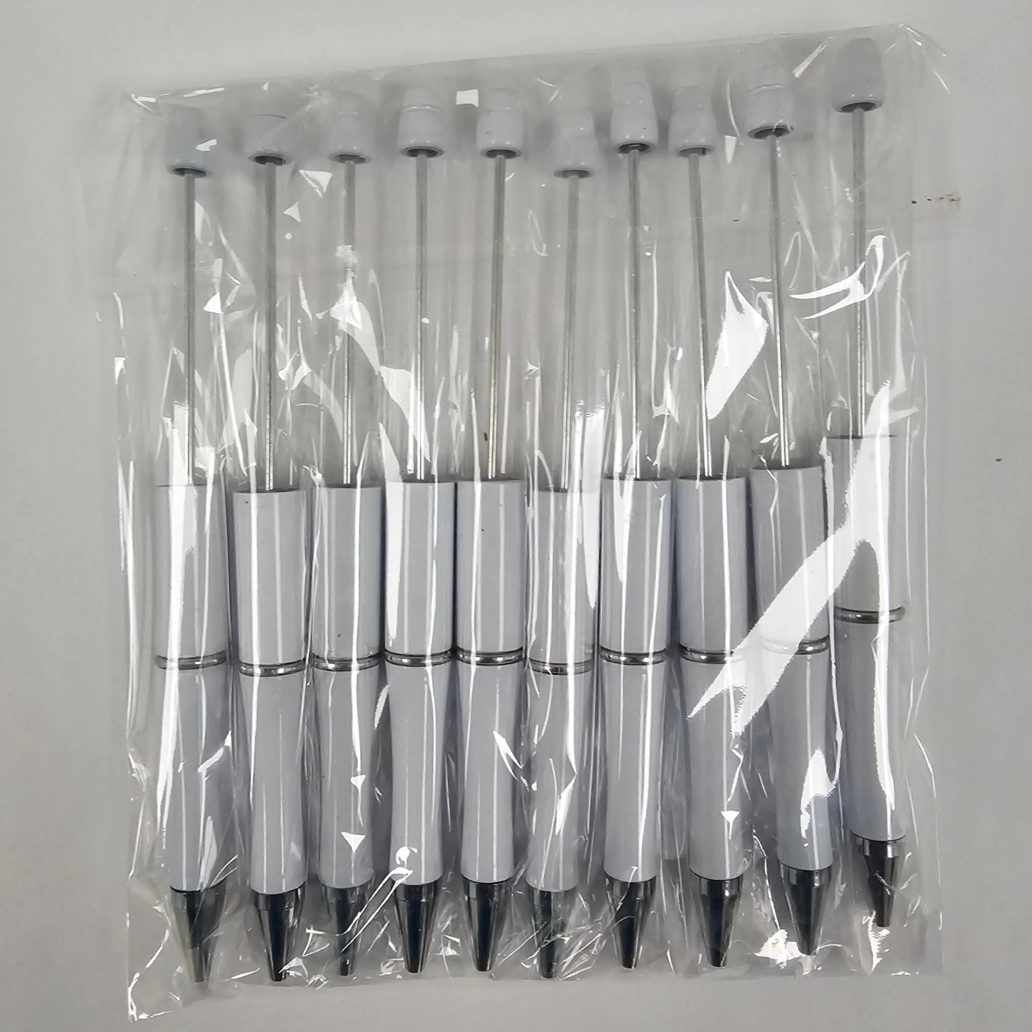 【P1】Beadable Pens Bulk Plastic Bead Ballpoint Pens for DIY 