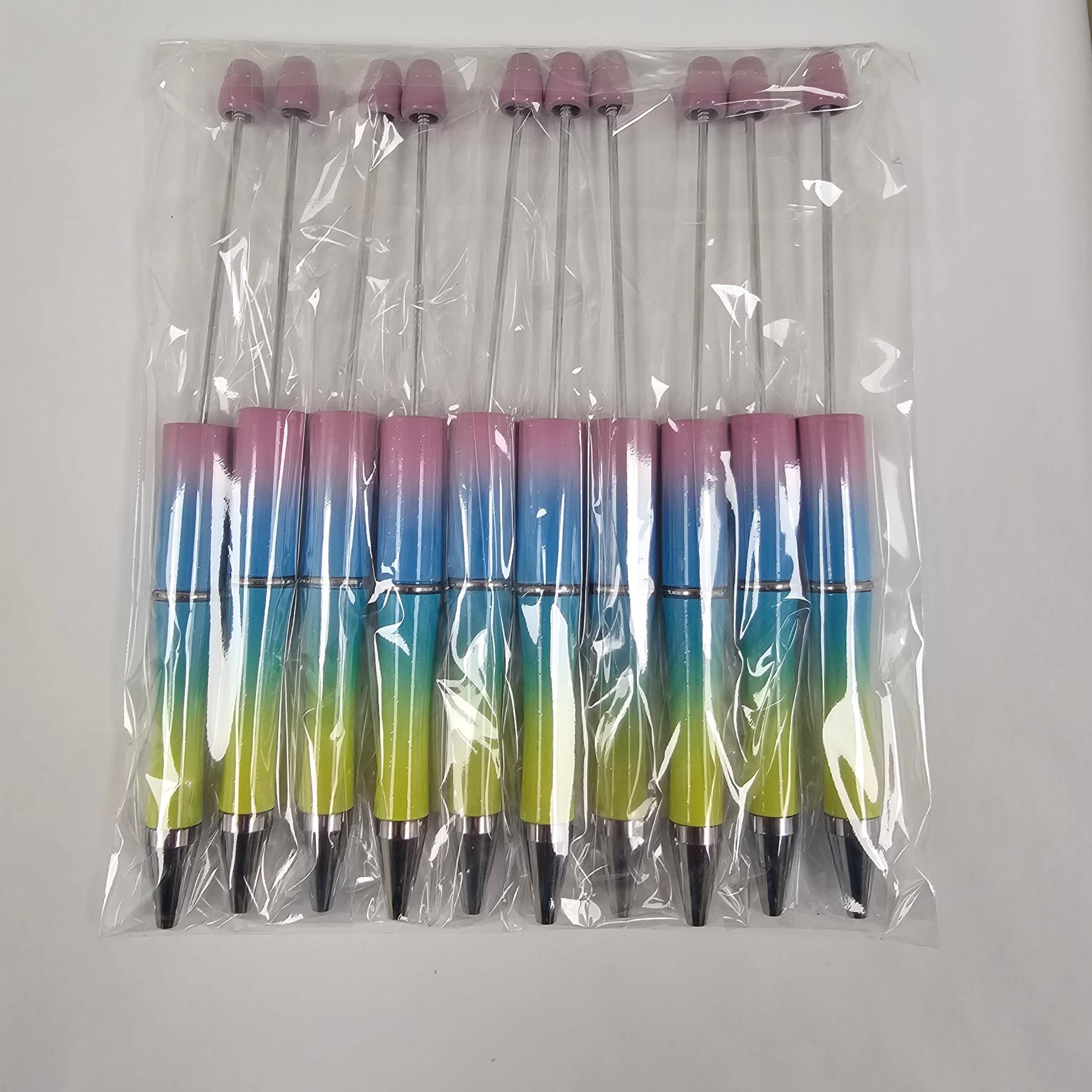 【P1】Beadable Pens Bulk Plastic Bead Ballpoint Pens for DIY 