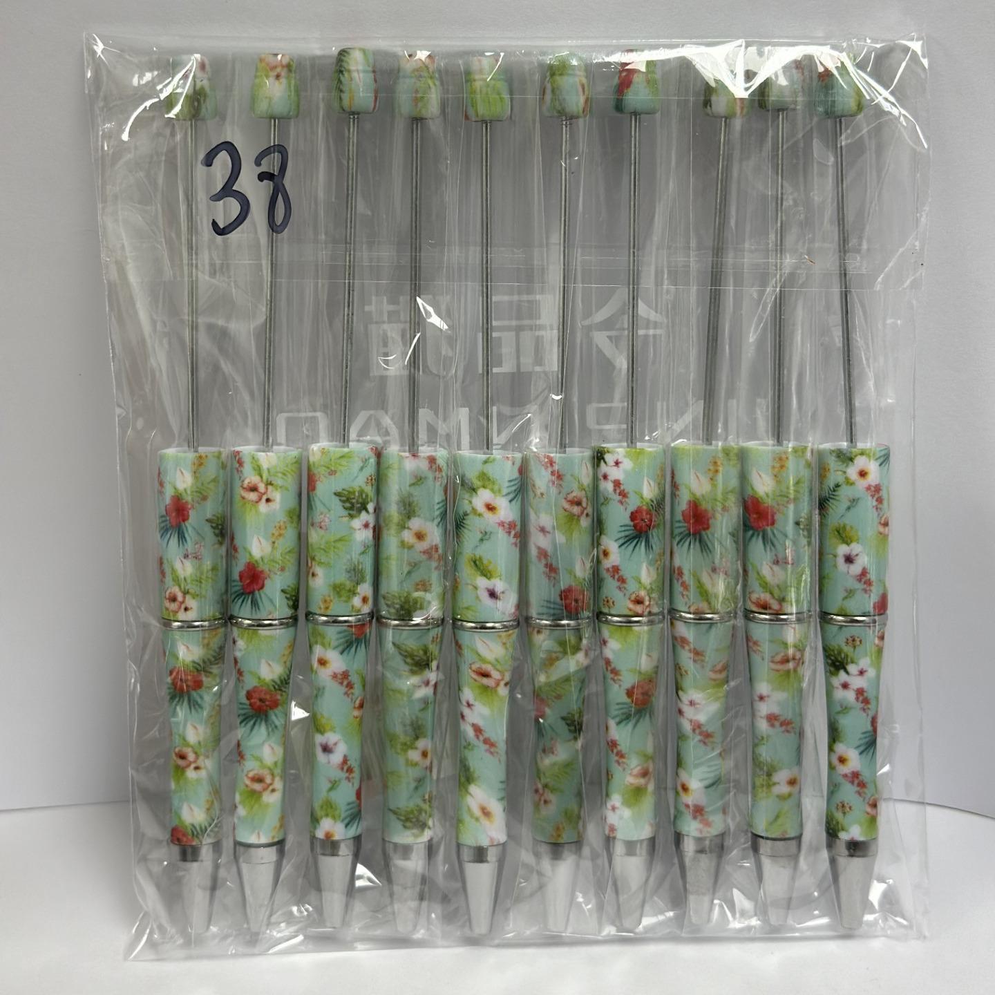 【P1】Beadable Pens Bulk Plastic Bead Ballpoint Pens for DIY 