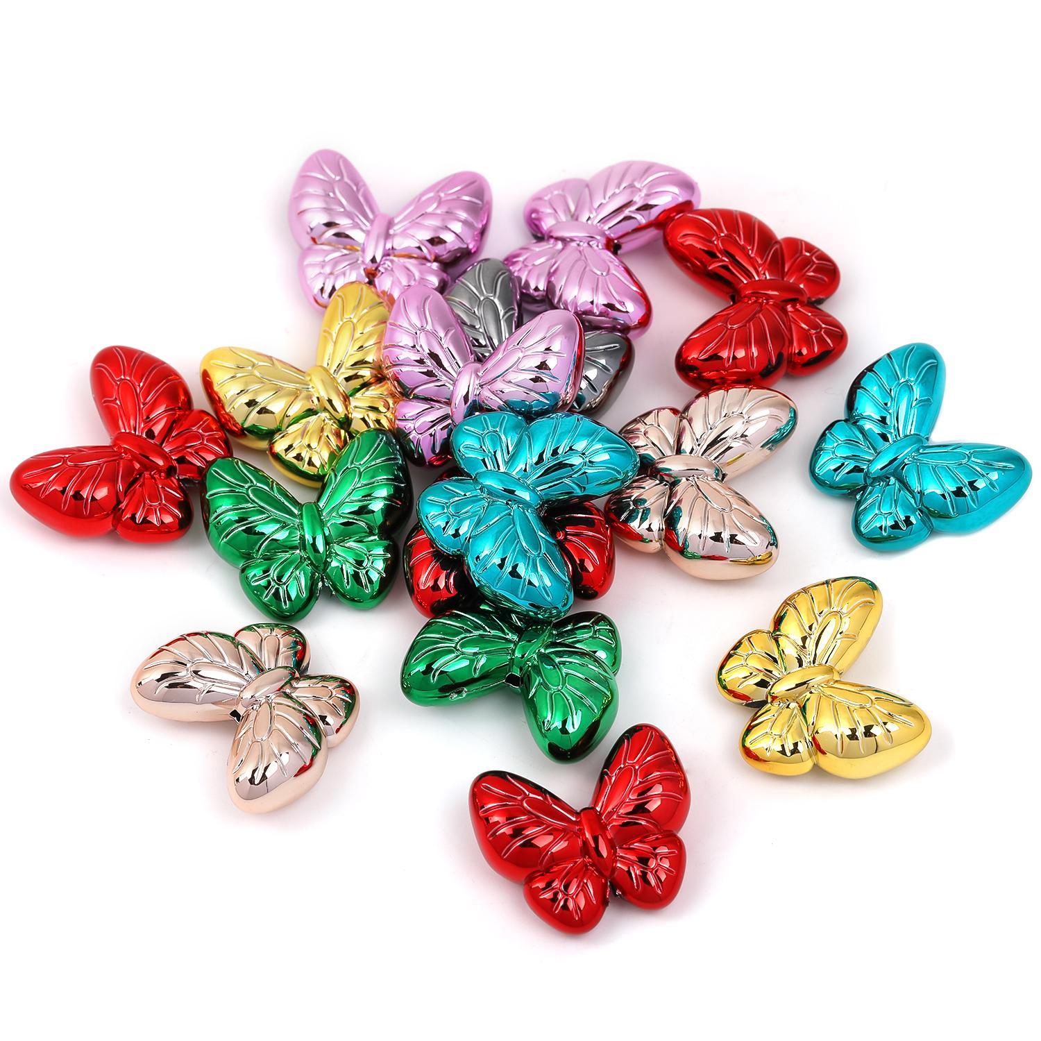 【B103】Metal plating uv butterfly, bowknot, love, earth beads-JPM