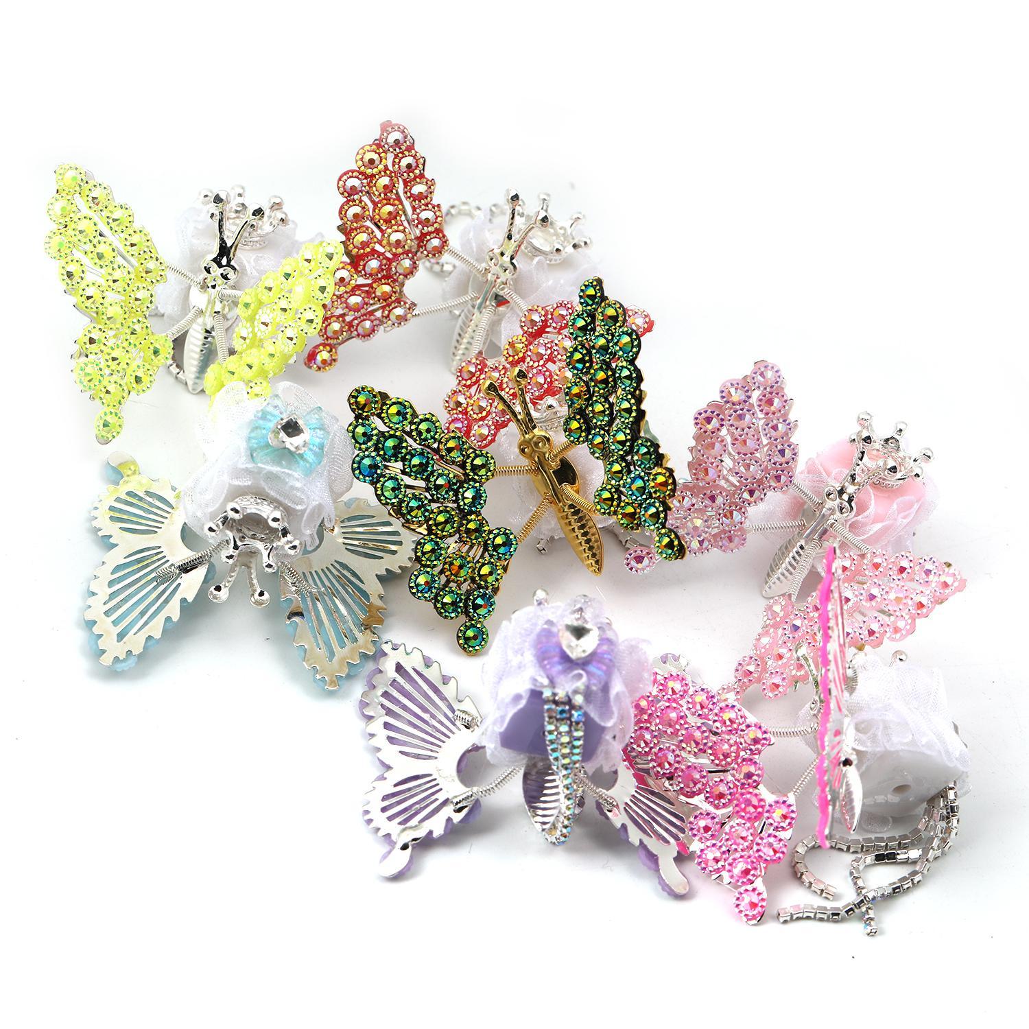 【B59】10pcs  Moving rhinestone butterfly diy pen jewelry-JPM