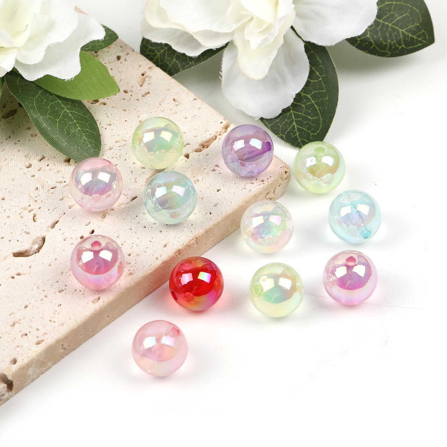 【B49】Qty 100pcs 16mm luminous round beads straight hole diy -JPM