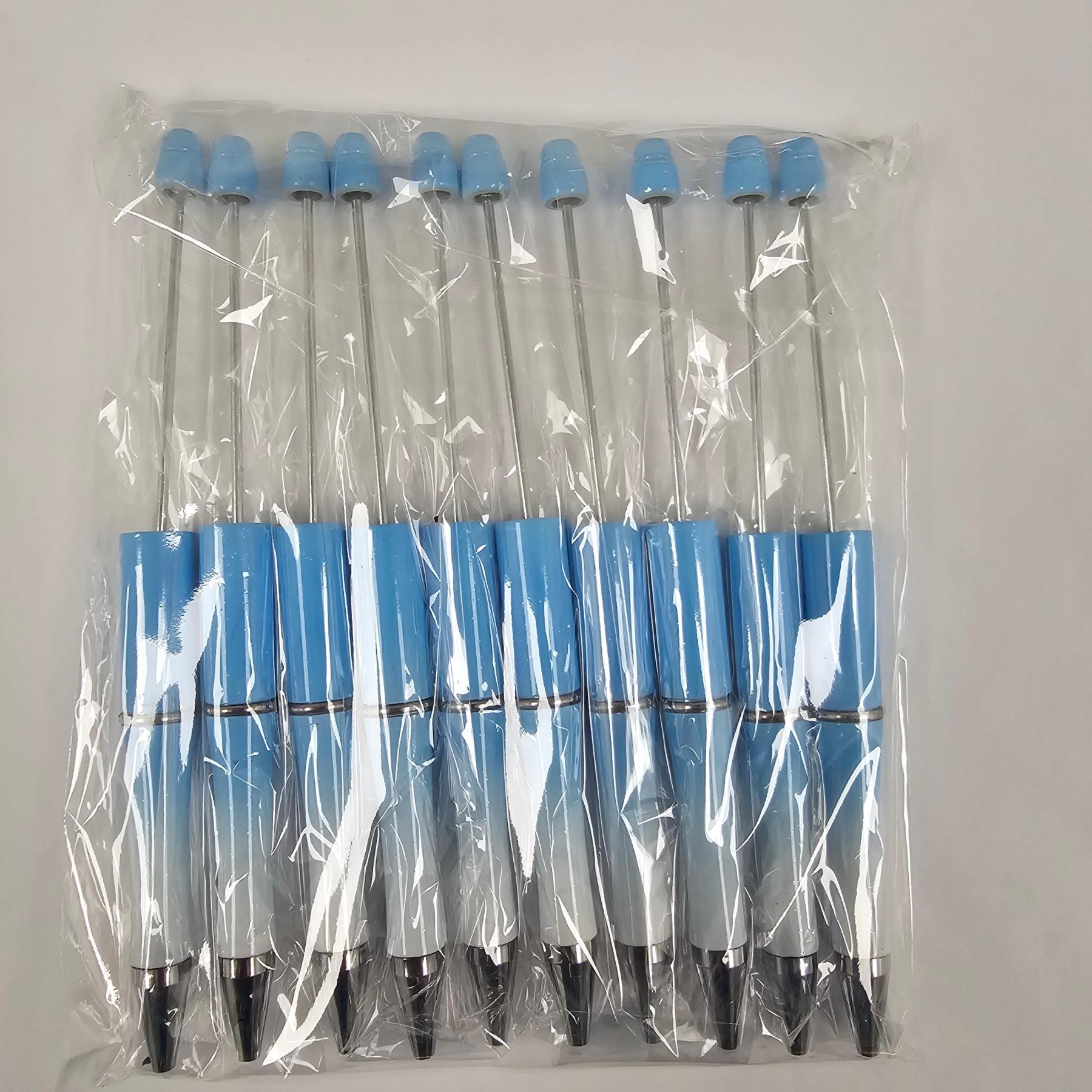 【P1】Beadable Pens Bulk Plastic Bead Ballpoint Pens for DIY 