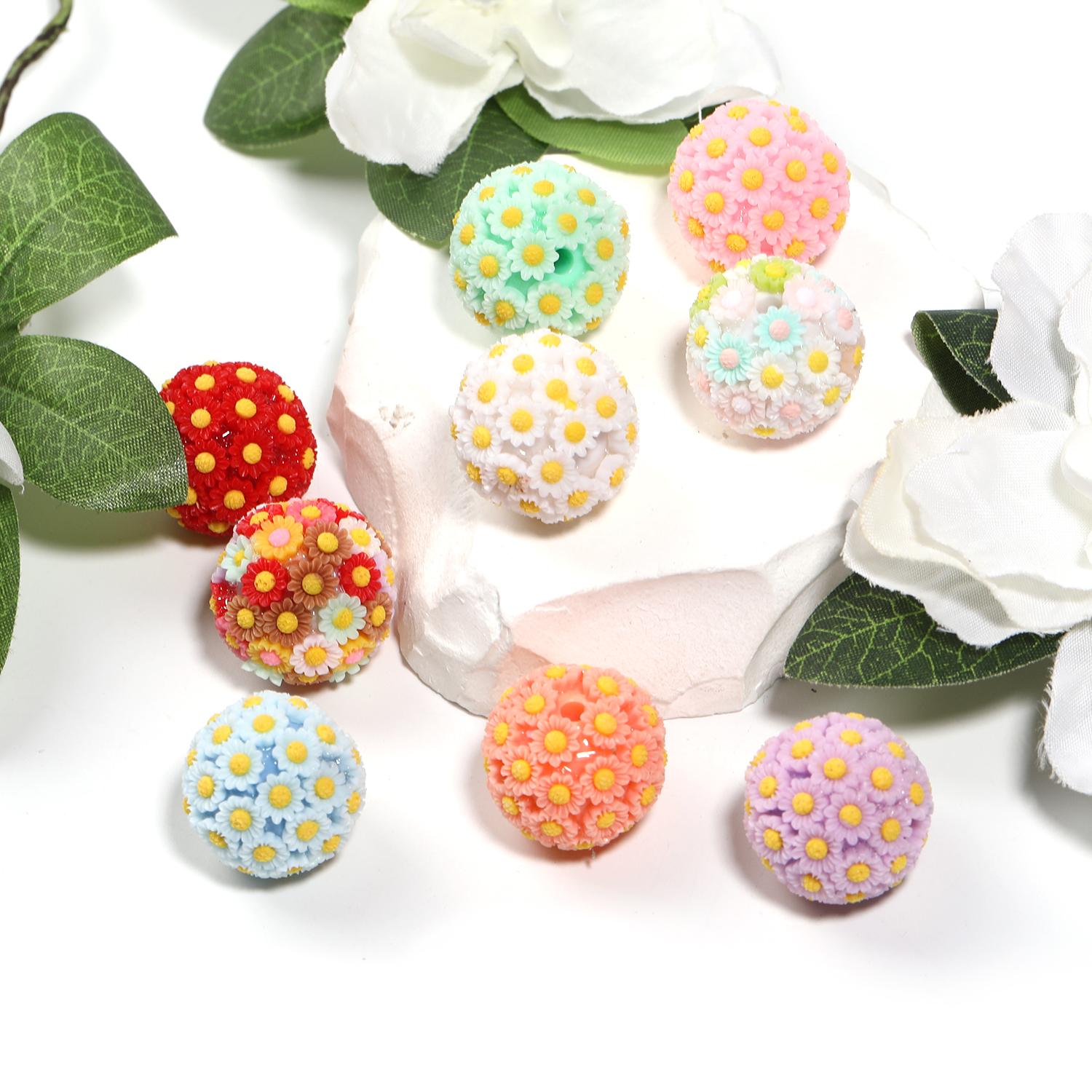 【B104】20Pcs Resin flower round ball earrings hair accessories diy accessories jewelry materials-JPM