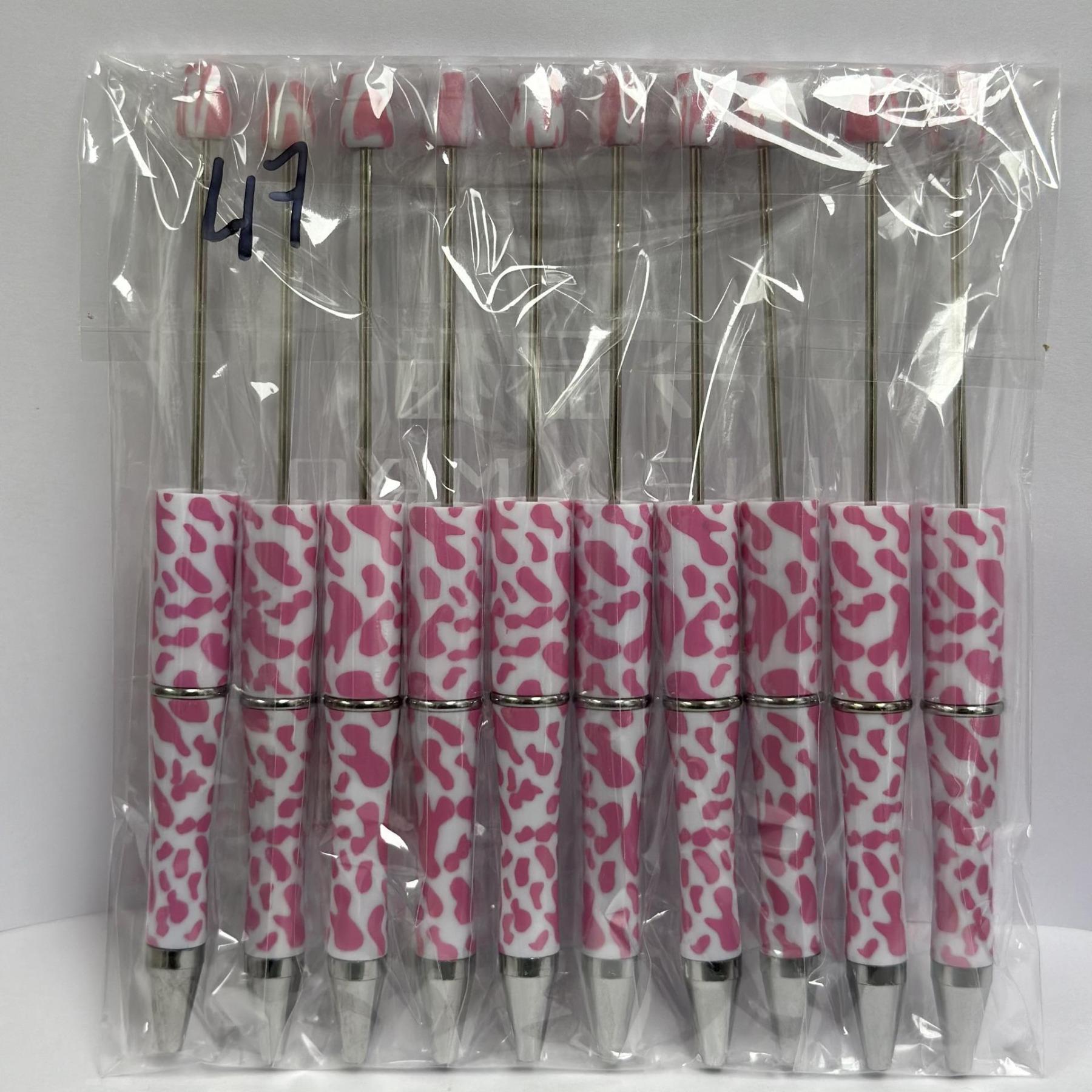 【P1】Beadable Pens Bulk Plastic Bead Ballpoint Pens for DIY 