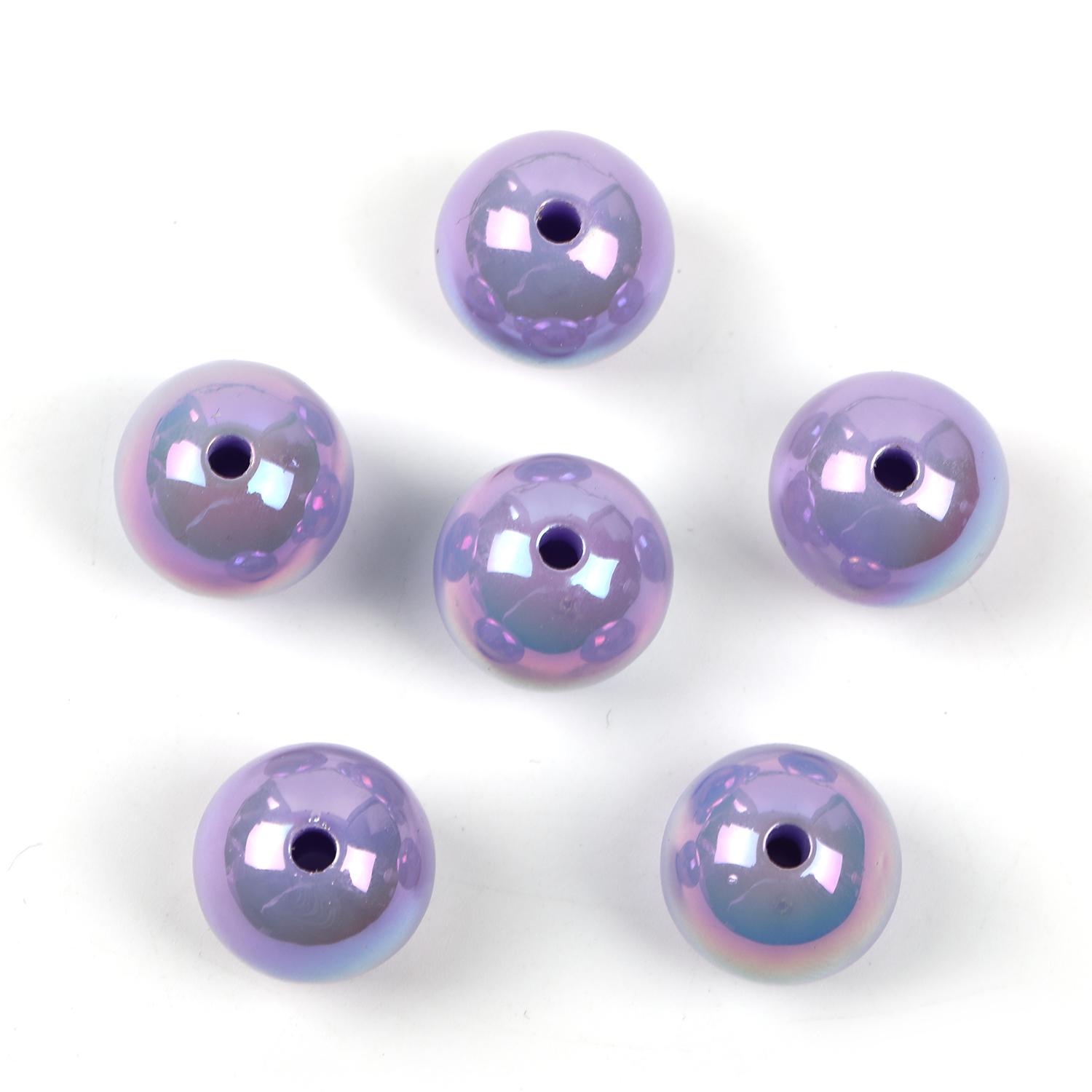 【B51】  100pcs beads 16mmUV plated straight hole diy -JPM