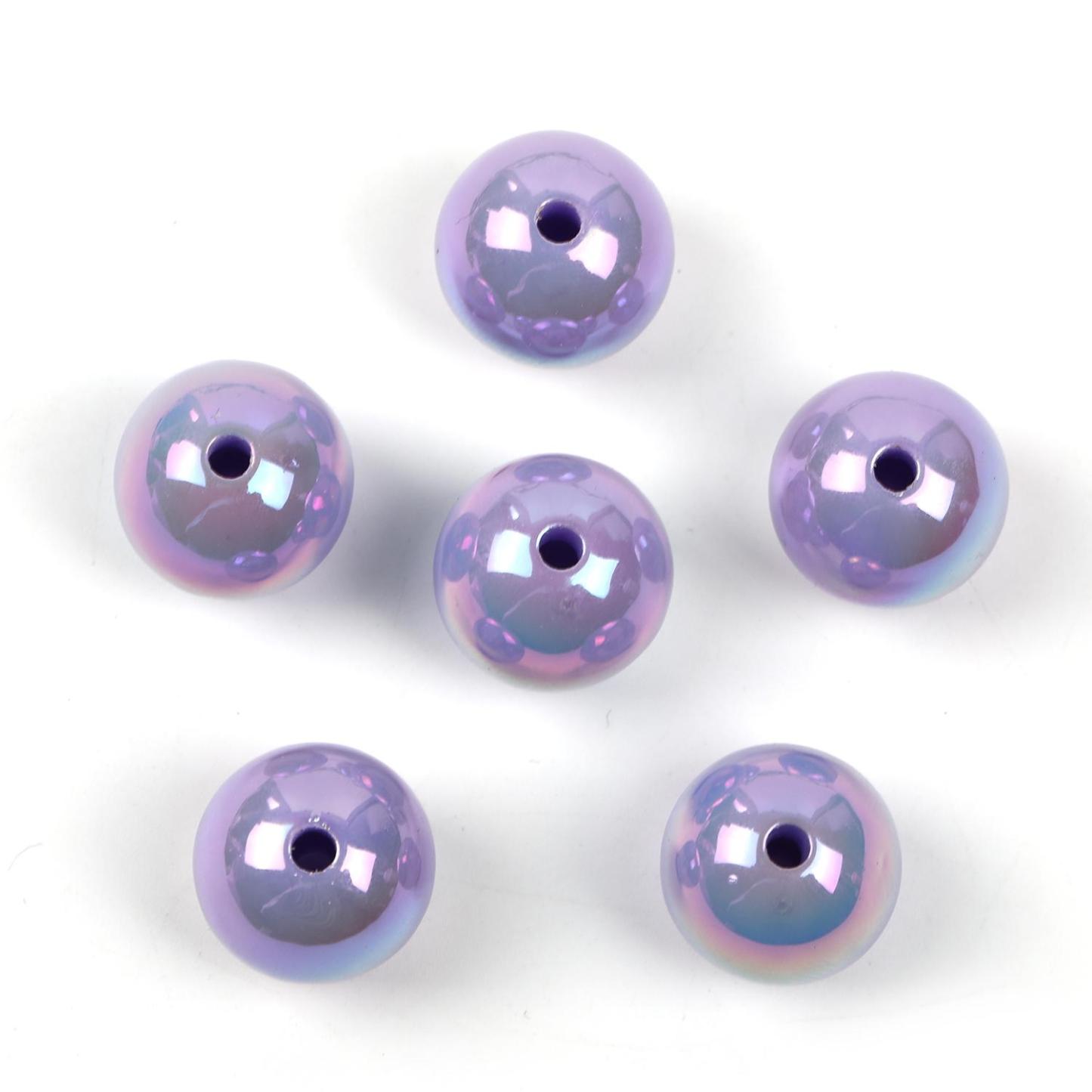 【B51】  100pcs beads 16mmUV plated straight hole diy -JPM