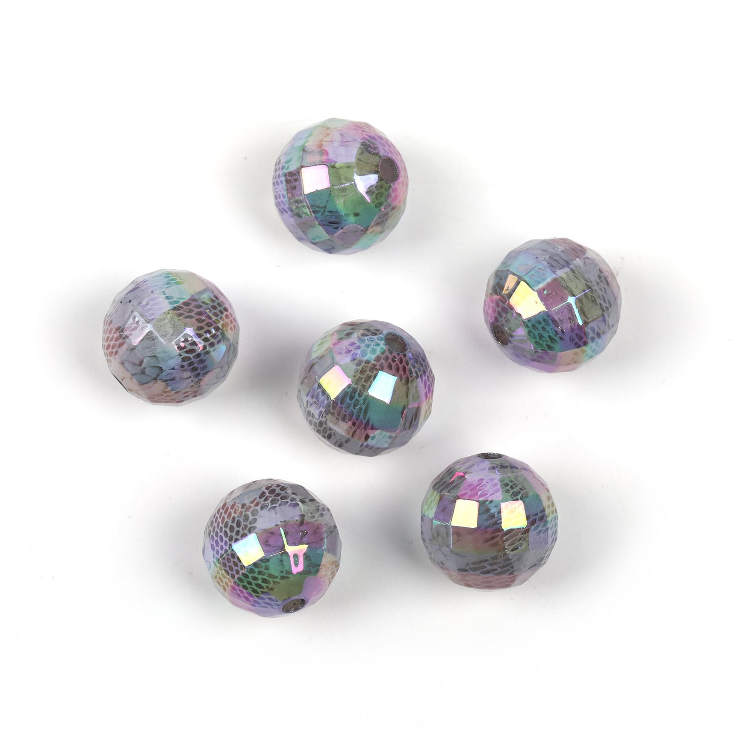 【B30】 100pcs 16mm lace printed beads round beads diy handmade-JPM