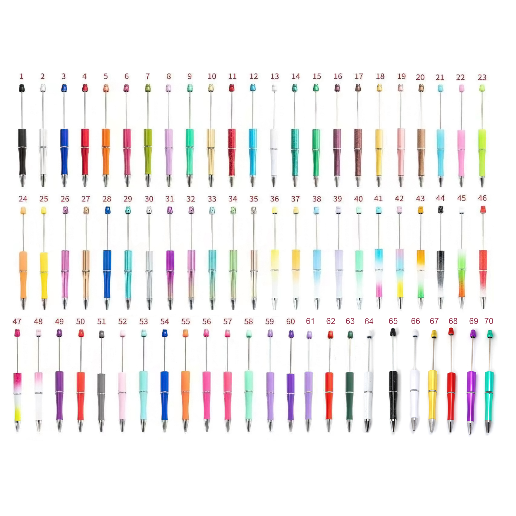 【P1】Beadable Pens Bulk Plastic Bead Ballpoint Pens for DIY -JPM