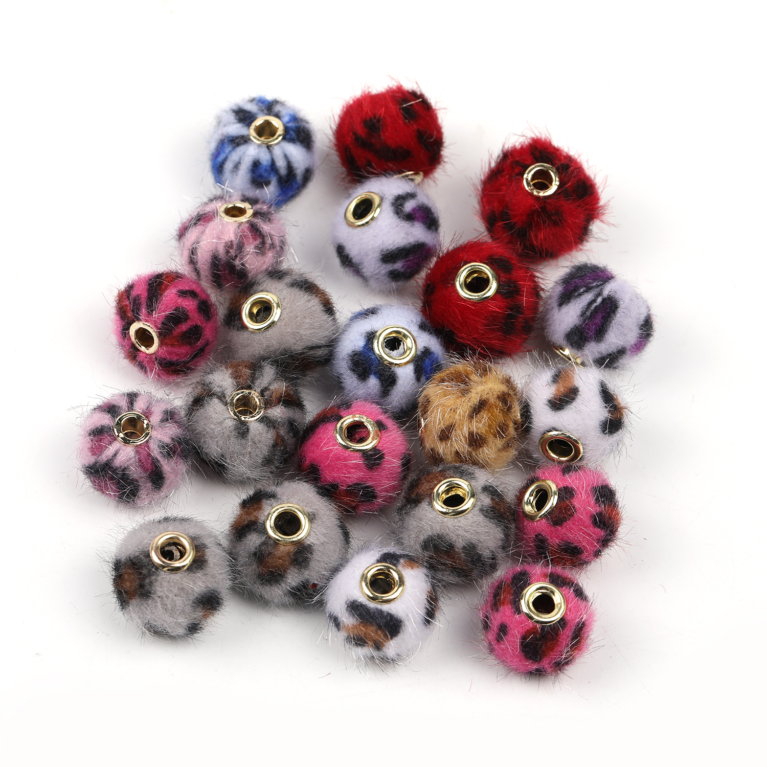 【B90】100pcs  Half Drilled FURRY Faux fur Beads, Large Hole Beads-JPM