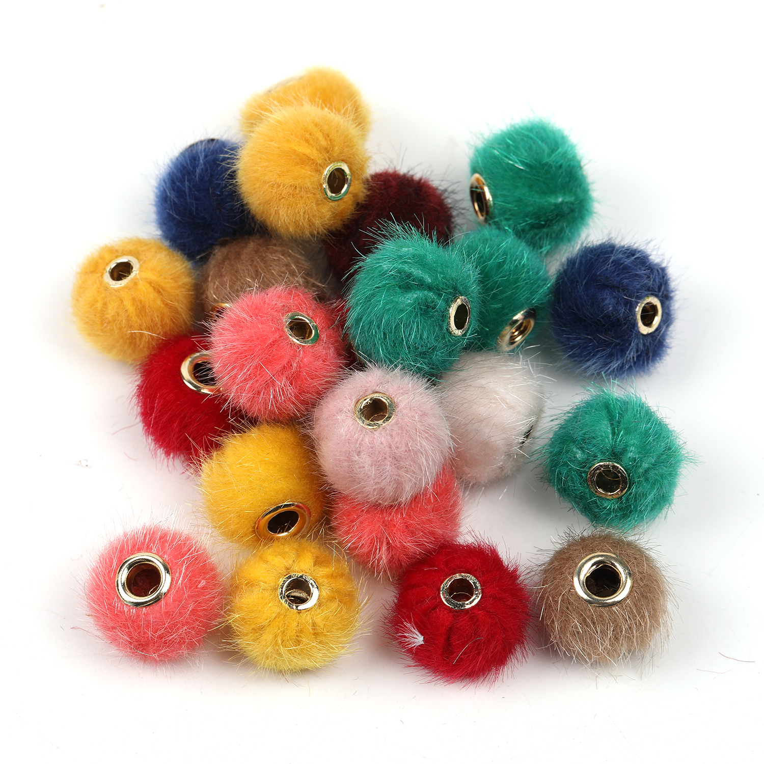 【B90】100pcs  Half Drilled FURRY Faux fur Beads, Large Hole Beads-JPM