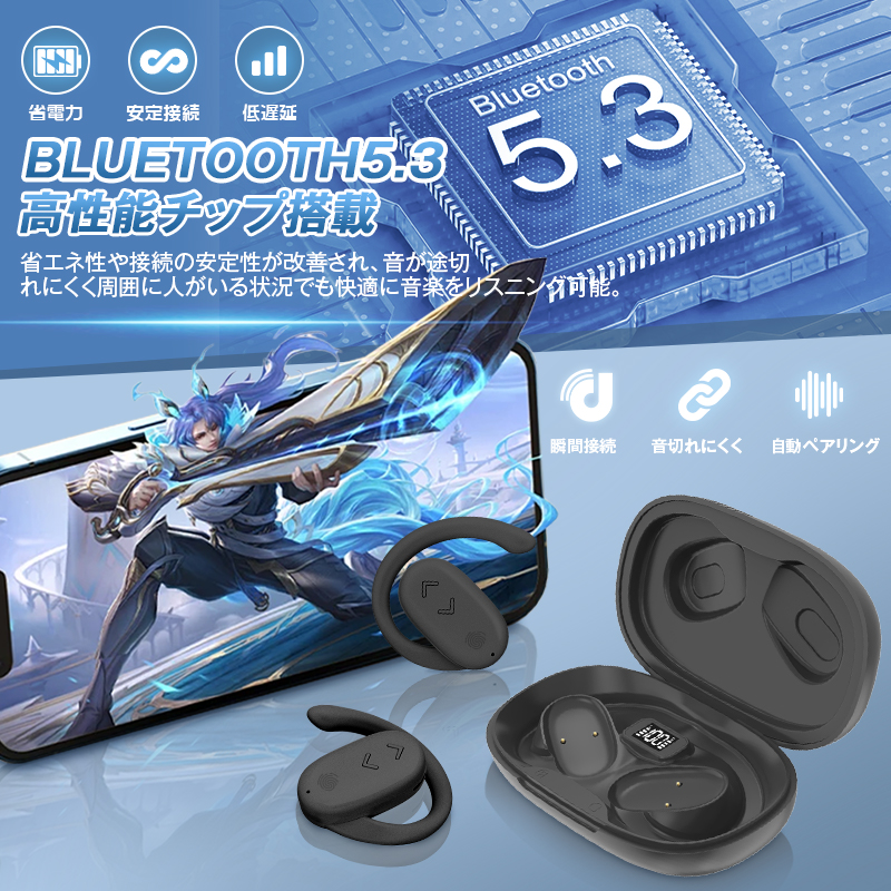  2024最新型 ワイヤレスイヤホン OWS イヤホン bluetooth 5.3 オープンイヤーデザイン ENCノイズキャンセリング 残量表示 タッチ操作 Type‐C急速充電 音漏れ抑制 イヤホン HIFI高音質 自動ペアリング IPX7防水 48時間連続稼働 送料無料