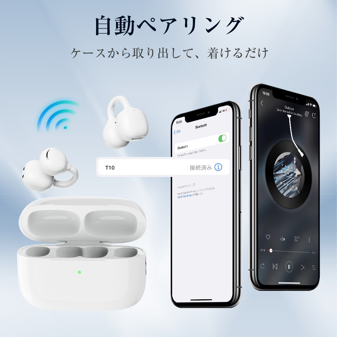 イヤホン  Bluetooth6.0 イヤーカフイヤホン ENCノイズキャンセリンク 瞬間接続 低遅延 左右分離型  軽型 iPhone/Android適用 通勤/通学