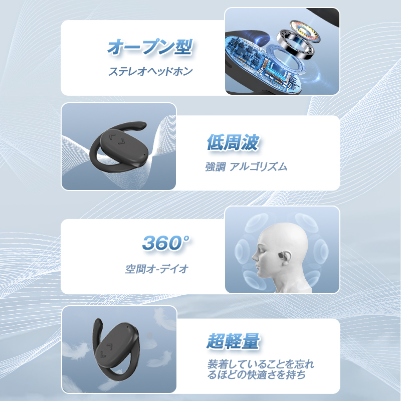  2024最新型 ワイヤレスイヤホン OWS イヤホン bluetooth 5.3 オープンイヤーデザイン ENCノイズキャンセリング 残量表示 タッチ操作 Type‐C急速充電 音漏れ抑制 イヤホン HIFI高音質 自動ペアリング IPX7防水 48時間連続稼働 送料無料