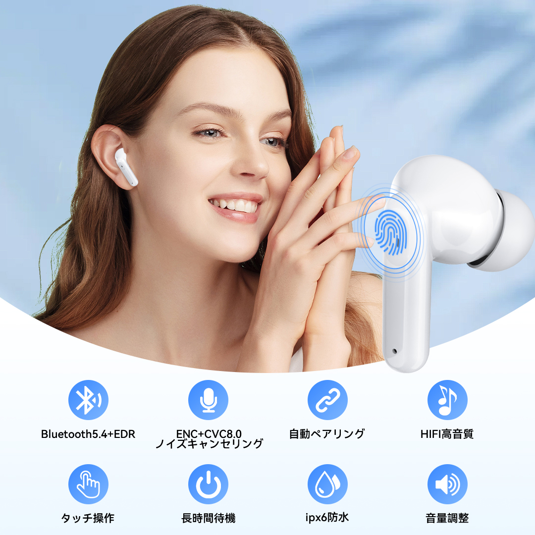 「最新音質重視進化版」ワイヤレスイヤホン ワイヤレス イヤホン bluetooth 業界最先端 bluetooth5.4搭載 ENC通話ノイズキャンセリング 残量表示 Type‐C充電 HIFI高音質 IPX6防水 50時間連続稼働 iPhone/Android