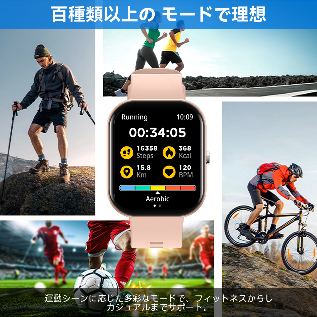 【2025年最新型】 スマートウォッチ 腕時計 Bluetooth5.4 スマート ウォッチ 1.96インチ大画面 24時間健康管理 IP68防水 血中酸素度 心拍数 スマートウオッチ 薄型 軽量 iphone android対応 着信通知 GPS運動記録 多機能 腕時計 睡眠検測 長時間待機