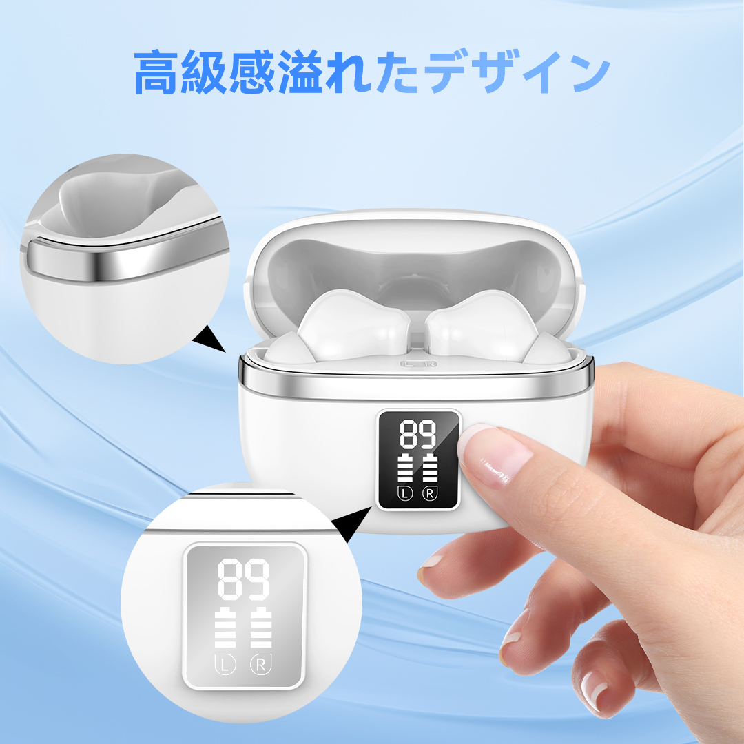 「最新音質重視進化版」ワイヤレスイヤホン ワイヤレス イヤホン bluetooth 業界最先端 bluetooth5.4搭載 ENC通話ノイズキャンセリング 残量表示 Type‐C充電 HIFI高音質 IPX6防水 50時間連続稼働 iPhone/Android