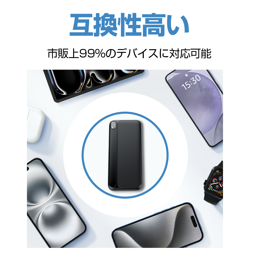 モバイルバッテリー 2.4A急速充電 22000mAh 大容量 小型 軽量 2台同時充電 携帯充電器 LED残量表示 スマホ充電器 携帯バッテリー iphone充電器