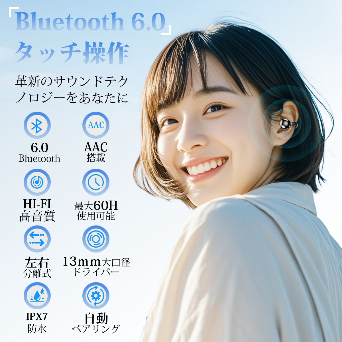 ワイヤレスイヤホン イヤーカフ イヤホン bluetooth 骨伝導イヤホン SHRATCH 液晶付き AAC 爆買 業界TOP 60H連続再生 HiFi LEDディスプレイ 最新耳挟み式