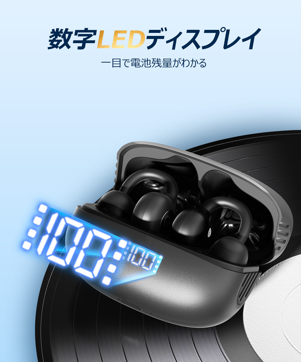 イヤホン Bluetooth【2025革新イヤーカフ型 音質特化モデル 究極フィット感】 ワイヤレスイヤホン Bluetooth5.4 耳挟み式 圧迫感ゼロ 業界トップ音質 骨伝導の革新 残量表示 通話ノイズキャンセル 指向性音伝送技術 音漏れ抑制 軽い着装 落ちにくい 最大40時間連続再生 自動ペアリング Type-C急速充電 iOS/Android対応