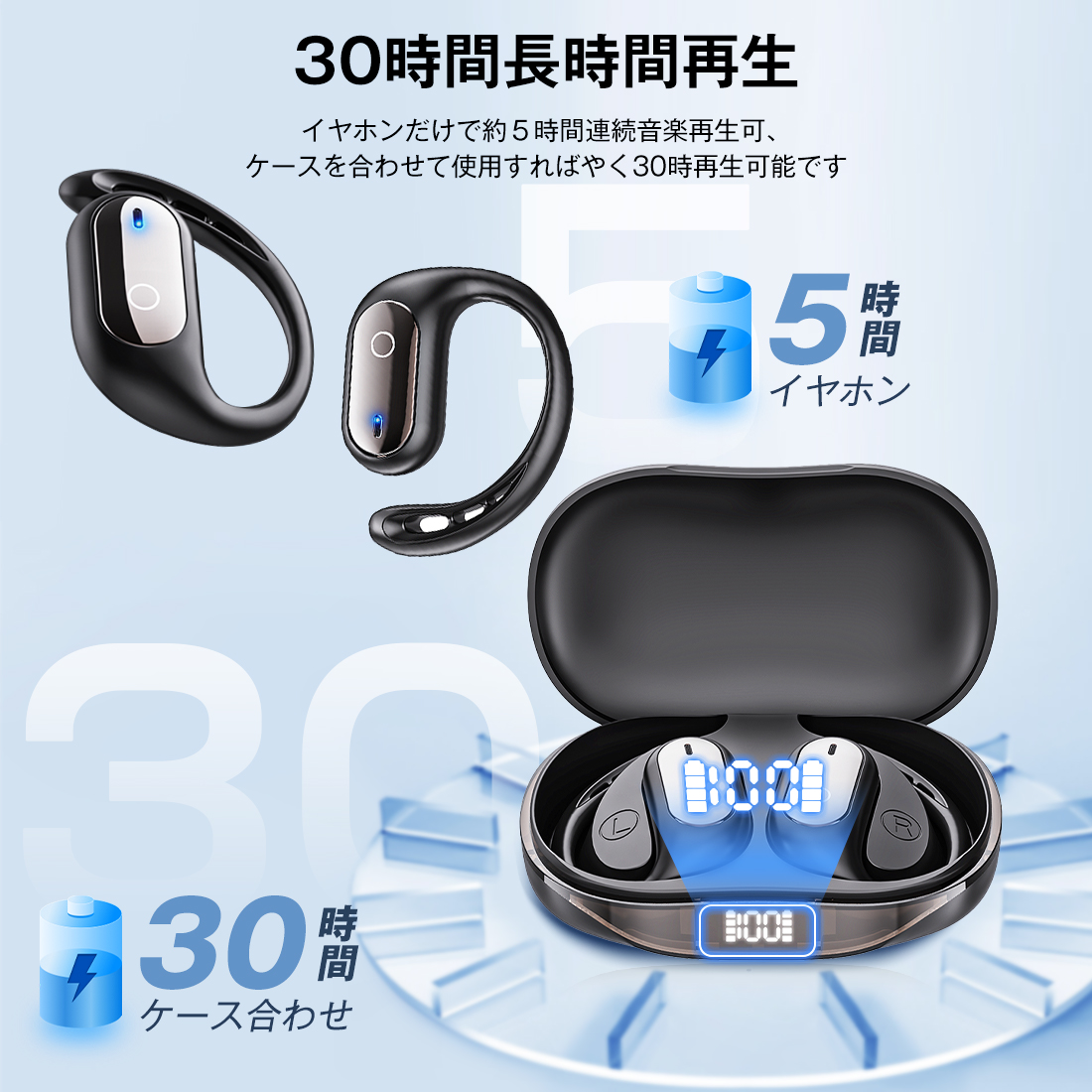 ワイヤレスイヤホン OWS オープンイヤー型イヤホン bluetooth 6.0 Smoatc 耳を塞がないイヤホン 耳掛け式 iPhone17 ノイズキャンセリング マイク付き ENC通話