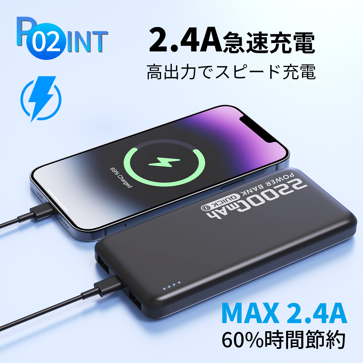 モバイルバッテリー 大容量 小型 22000mAh 軽量 2.4A急速充電 3台同時充電 機内持込可 iPhone17対応 残量表示 携帯バッテリー PSE認証 SHRATCH 停電対策