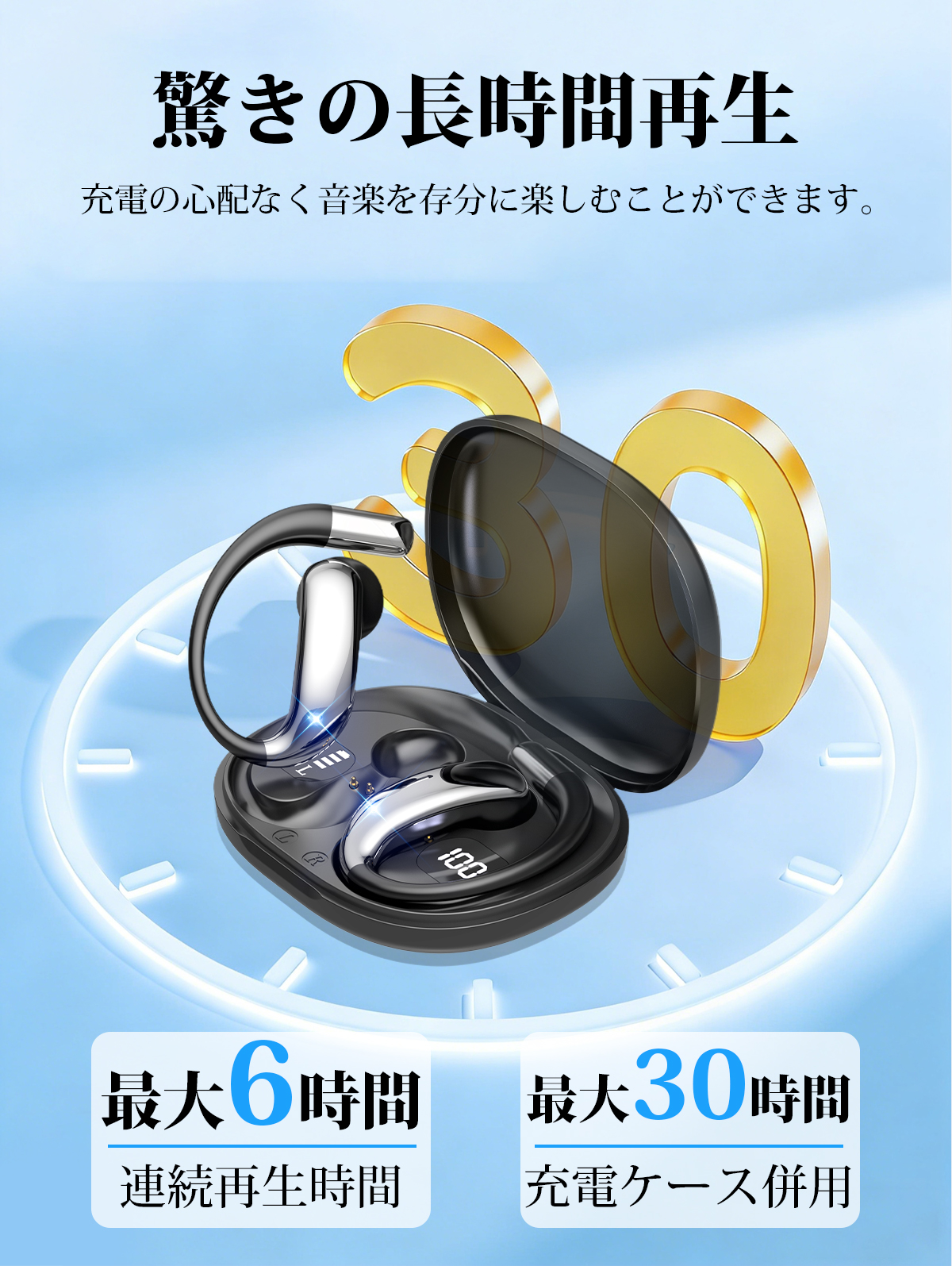ワイヤレスイヤホン 骨伝導 イヤホン bluetoothイヤホン SHRATCH オープンイヤー型 耳を塞がない 耳掛け式 イヤフォン 残量表示 音漏れ抑制 急速充電