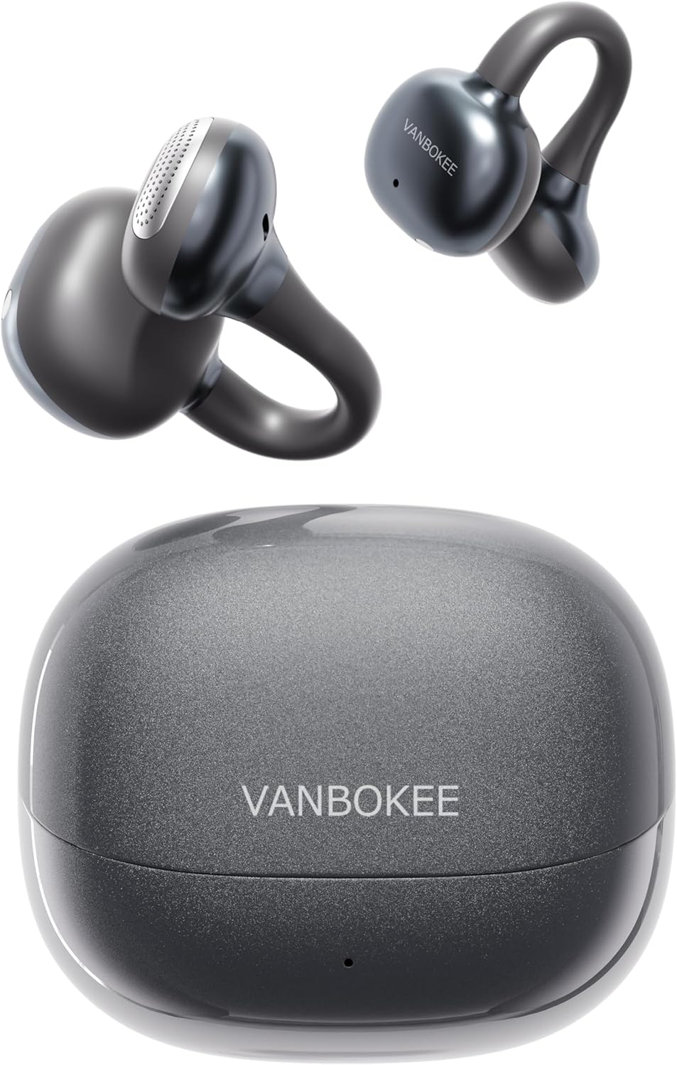 【VANBOKEE】 H15 イヤーカフ型 イヤホン Bluetooth ワイヤレスイヤホン オープンイヤー 重低音 防漏音 最大34時間駆動 急速充電対応 軽量 人間工学設計 防漏音 オフィス/通勤/スポーツ/プレゼント (Black)