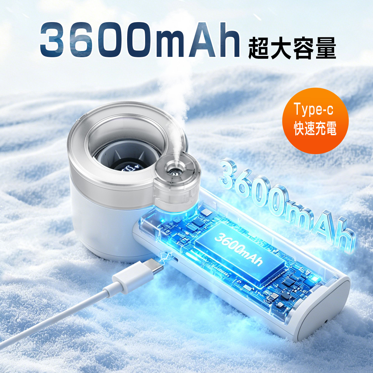 ハンディファン 5段階 携帯扇風機 3600mAh クーラー 強風  扇風機 卓上 ストラップ 小型扇風機 ハンディ扇風機 手持ち扇風機 usb充電式 扇風機 usb ネッククーラー 2026 通勤 暑さ対策 日本語説明書