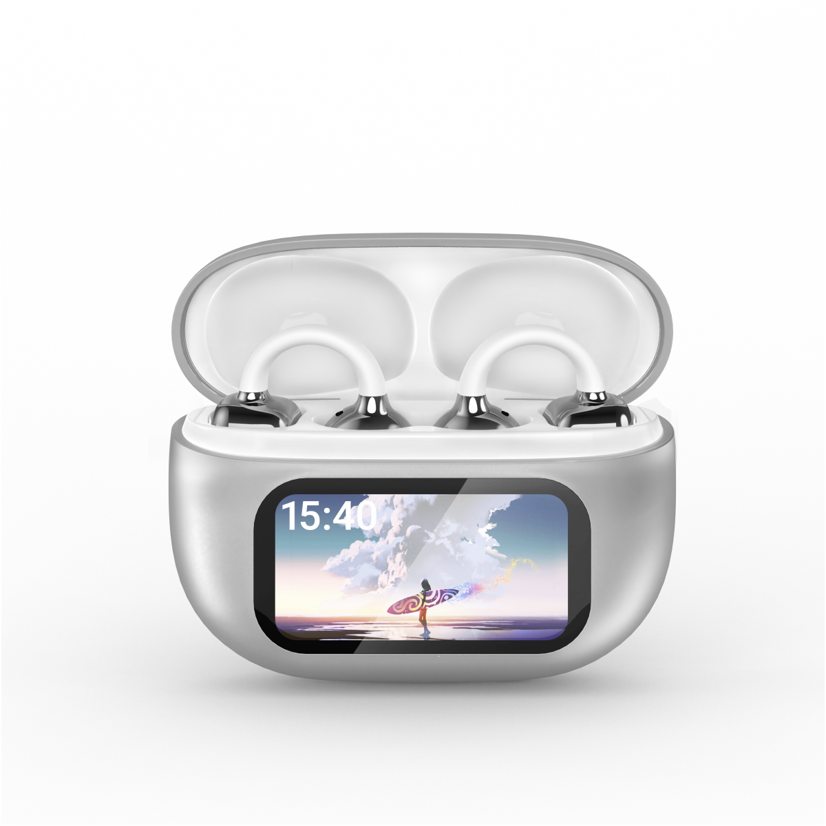 ワイヤレスイヤホン イヤーカフ bluetoothイヤホン 骨伝導イヤホン 装着感ゼロ Bluetooth6.0 残量表示 AAC高音質 イヤホン 液晶付き 60H連続再生 HiFi LEDディスプレイ 耳挟み式 自動ペアリング Type‐C急速充電 マイク付き Siri対応