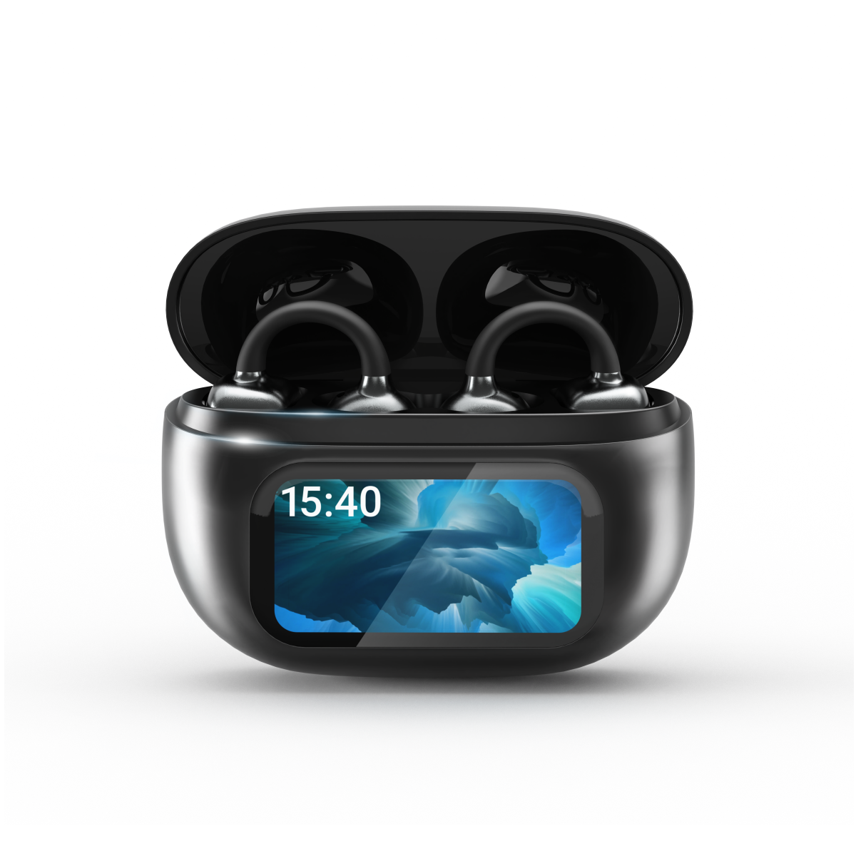 ワイヤレスイヤホン イヤーカフ bluetoothイヤホン 骨伝導イヤホン 装着感ゼロ Bluetooth6.0 残量表示 AAC高音質 イヤホン 液晶付き 60H連続再生 HiFi LEDディスプレイ 耳挟み式 自動ペアリング Type‐C急速充電 マイク付き Siri対応