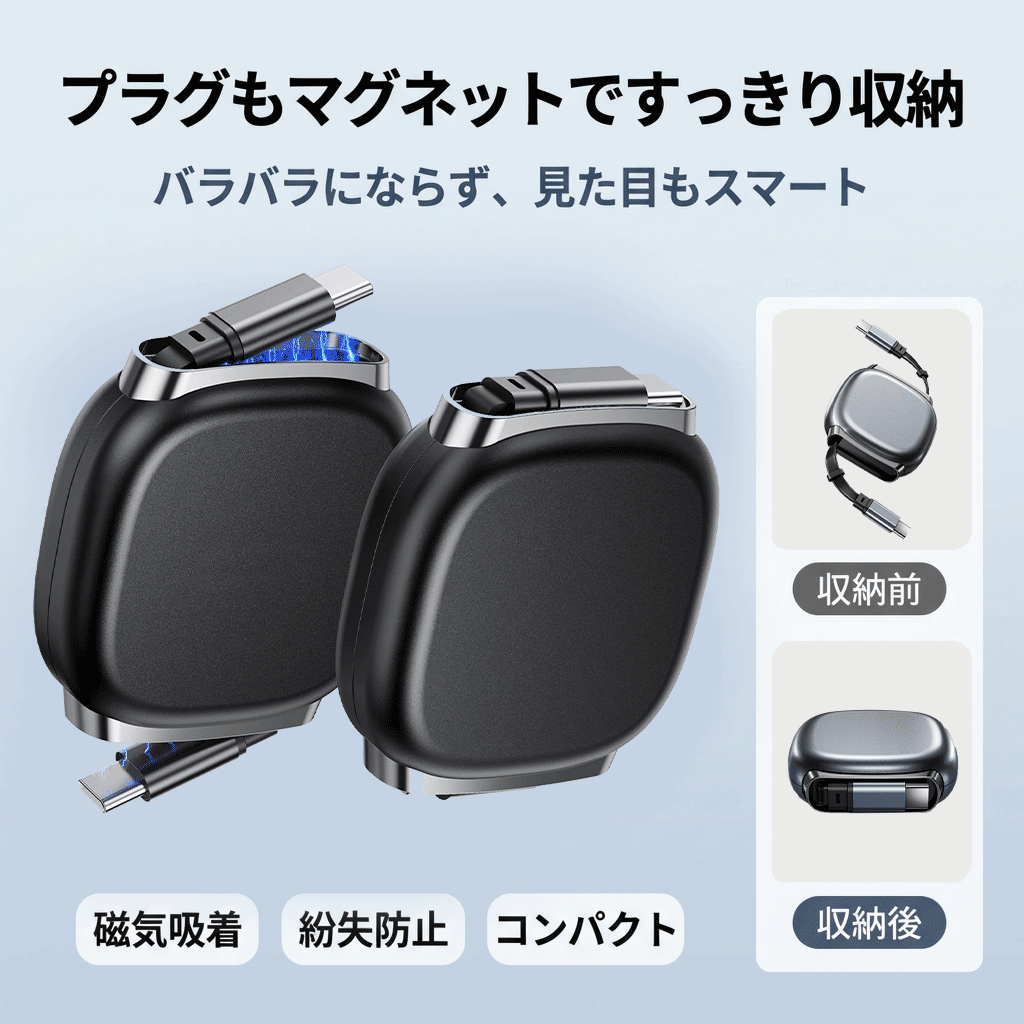 Type-C ケーブル 充電ケーブル pd対応 TypeC CtoC ケーブル 240W 急速充電 巻き取り 高速データ転送 1m ノートPC MacBook