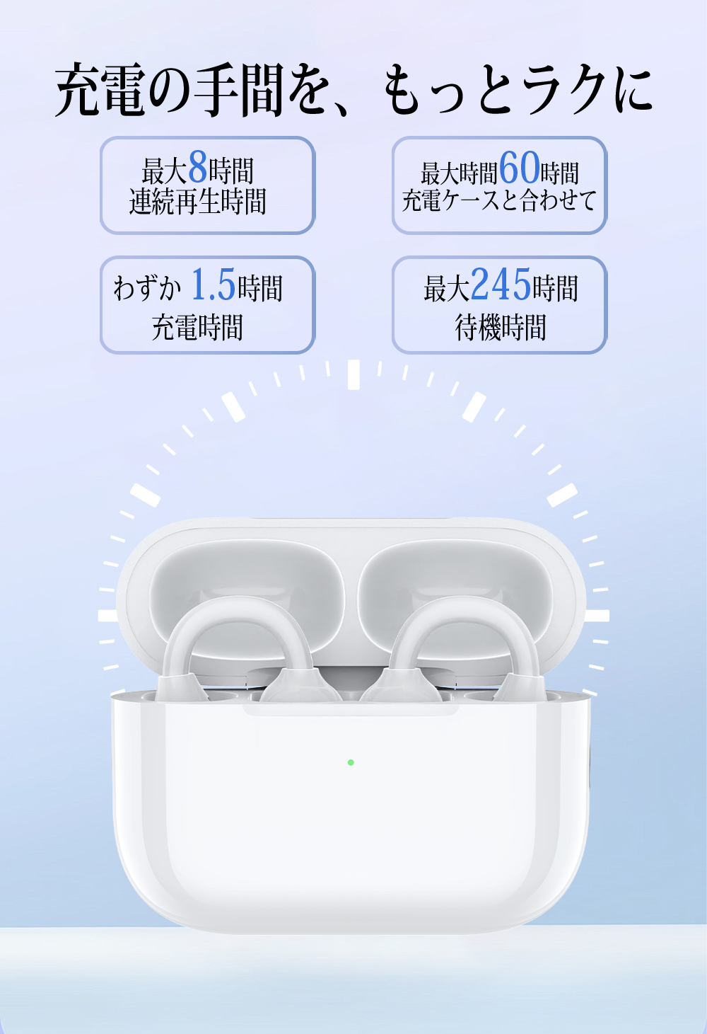 ワイヤレスイヤホン 骨伝導 イヤホン bluetoothイヤホン SHRATCH オープンイヤー型 耳を塞がない 骨伝導イヤホン イヤフォン 残量表示 音漏れ抑制 急速充電