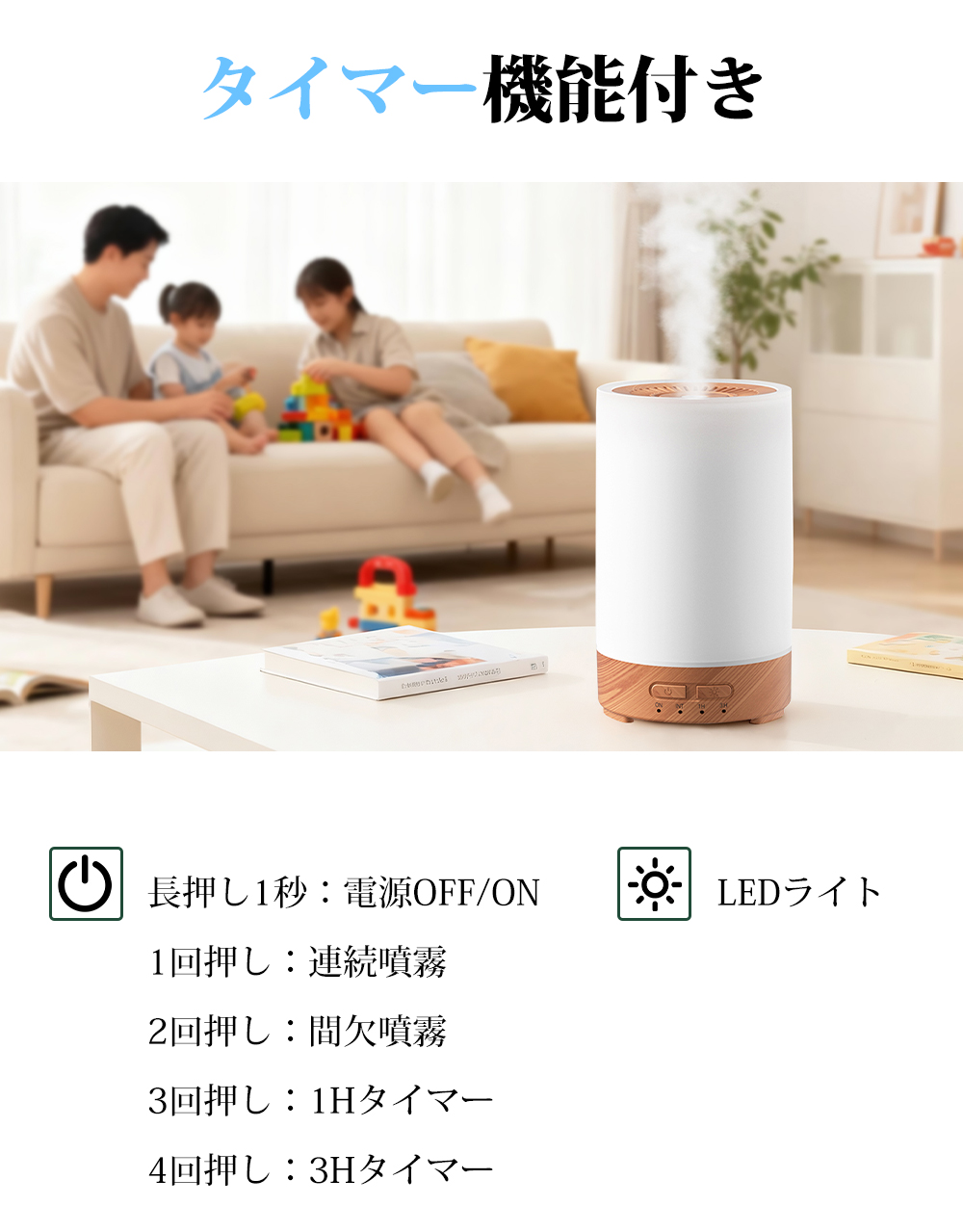 加湿器 超音波式 小型 噴霧式 アロマ加湿器 寝室 車用 卓上 除菌 タイマー 空気清浄機 超静音 150ml 持ち運び便利 コンパクト おしゃれ 花粉対策 乾燥対策 冬