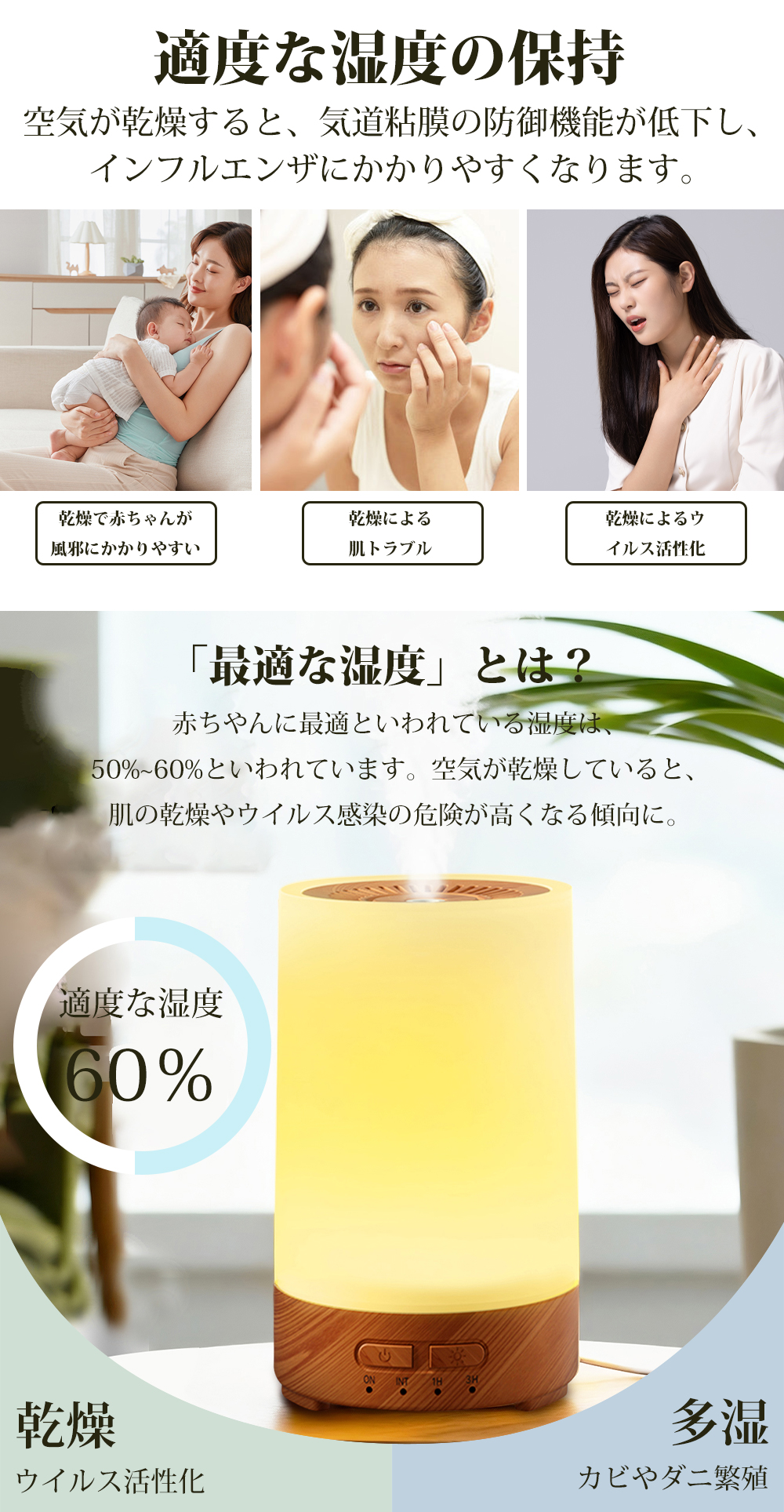 加湿器 超音波式 小型 噴霧式 アロマ加湿器 寝室 車用 卓上 除菌 タイマー 空気清浄機 超静音 150ml 持ち運び便利 コンパクト おしゃれ 花粉対策 乾燥対策 冬