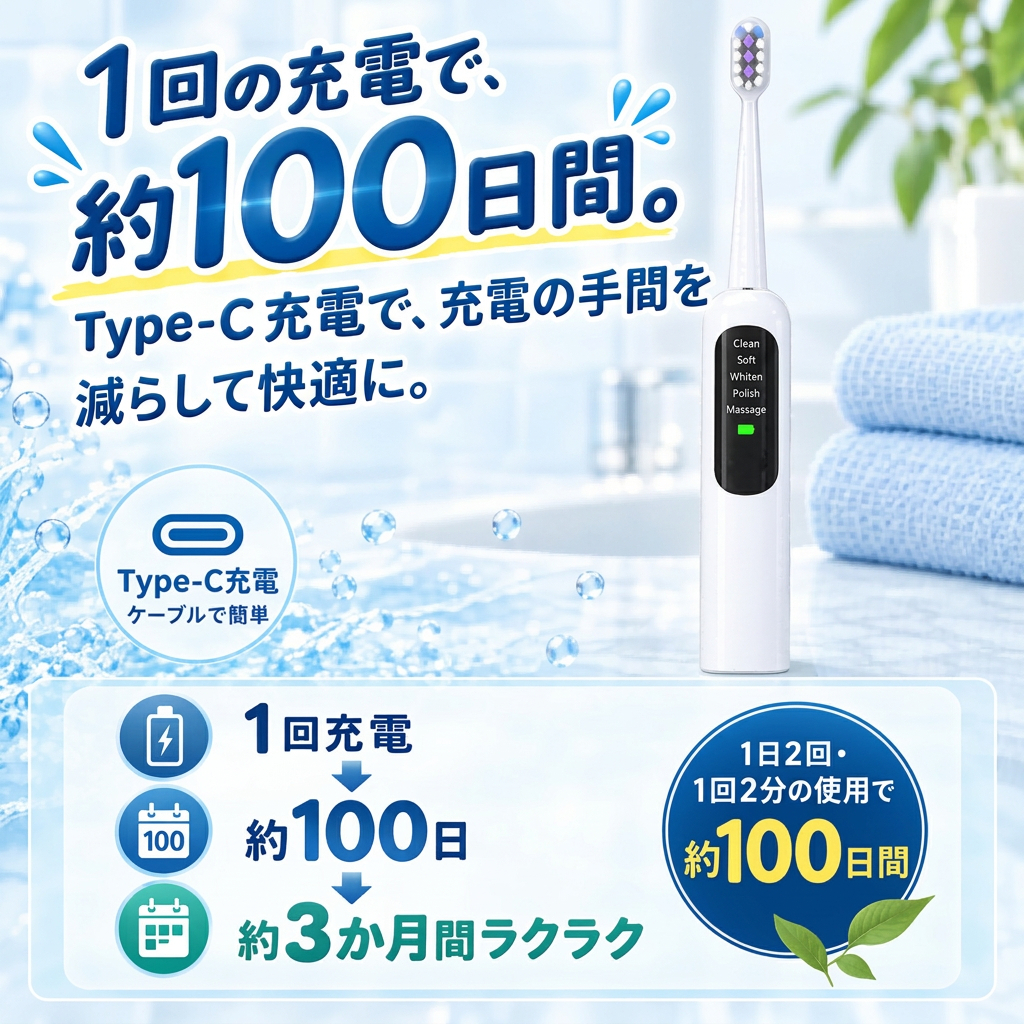 電動歯ブラシ 音波歯ブラシ 虫歯予防 歯周病予防 歯垢除去 歯磨き usb充電式 替えブラシ付き 5つモード 大人 高速振動 静音設計 IPX7防水 水洗い