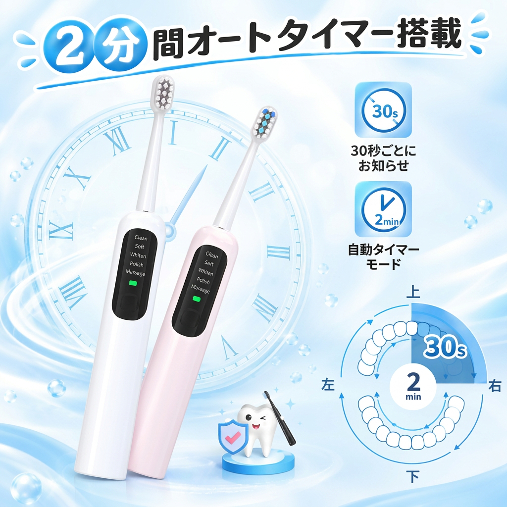 電動歯ブラシ 音波歯ブラシ 虫歯予防 歯周病予防 歯垢除去 歯磨き usb充電式 替えブラシ付き 5つモード 大人 高速振動 静音設計 IPX7防水 水洗い