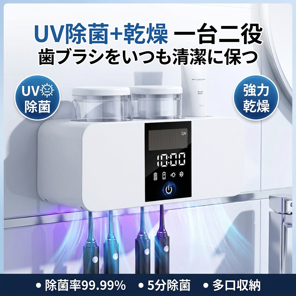 歯ブラシ 除菌 歯ブラシ除菌器 歯ブラシホルダー 歯ブラシ除菌機 壁掛け UV除菌 収納 おしゃれ